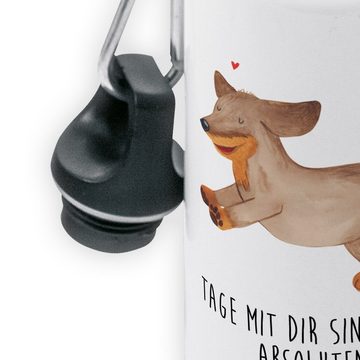 Mr. & Mrs. Panda Trinkflasche Hund Dackel - Weiß - Geschenk, Hundebesitzer, Dachshund, Flasche, Gru, Bruch- und auslaufsicher