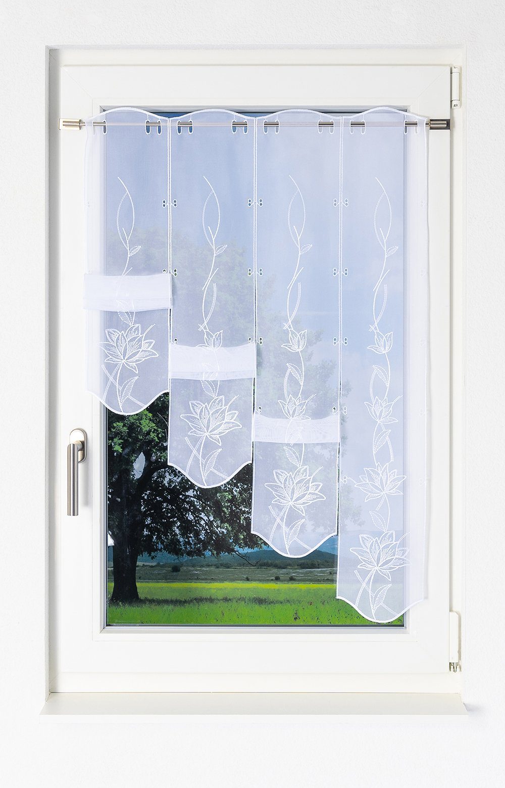 Spitze®, Plauener HxB Panneaux 95x48cm Kelchblüten, Panneaux transparent, (1 St), weiß