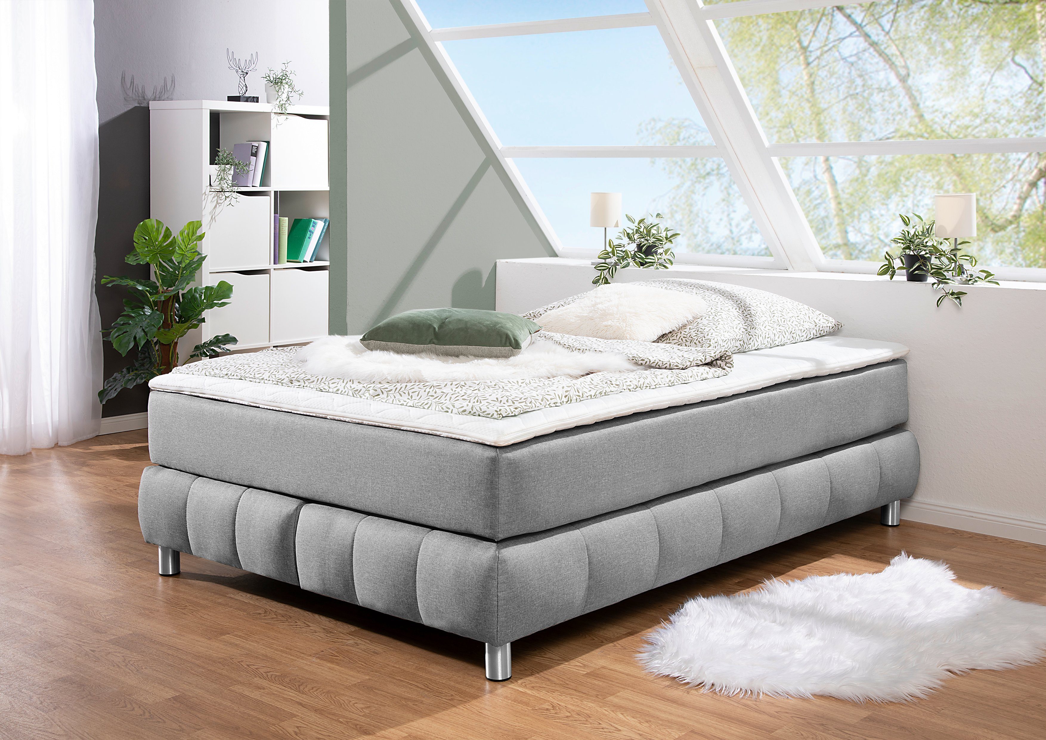 Home affaire Boxspringbett Salo, Ohne Kopfteil, inkl. Topper, auch in Überlänge 220 cm