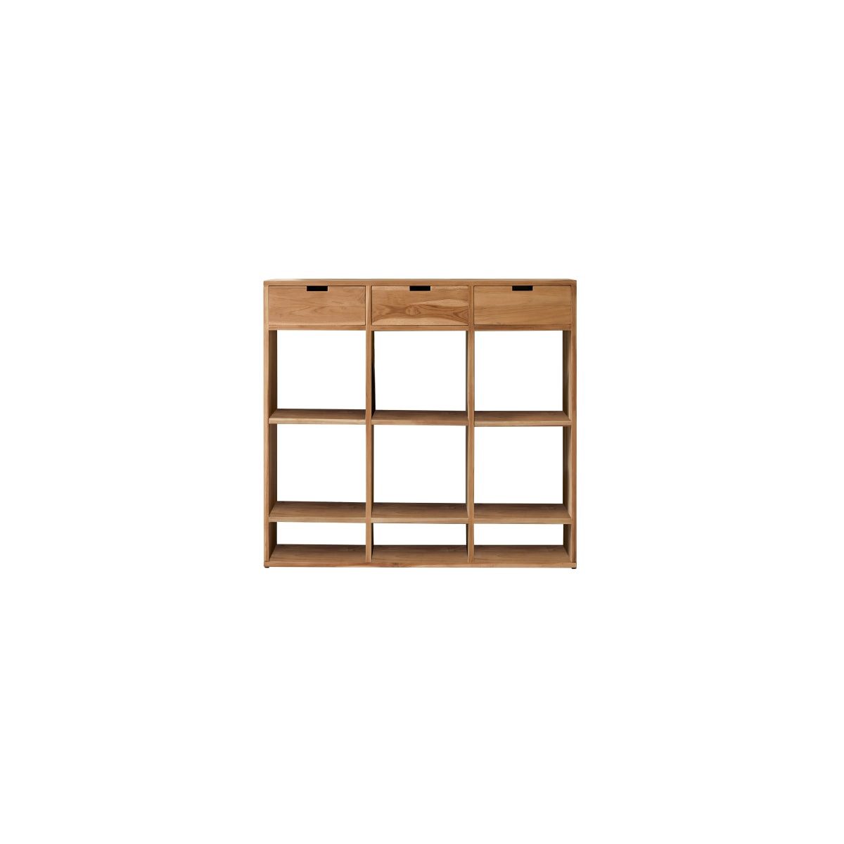 Tikamoon Bücherregal Bücherregal aus Teak massiv 110 × 120 Miho