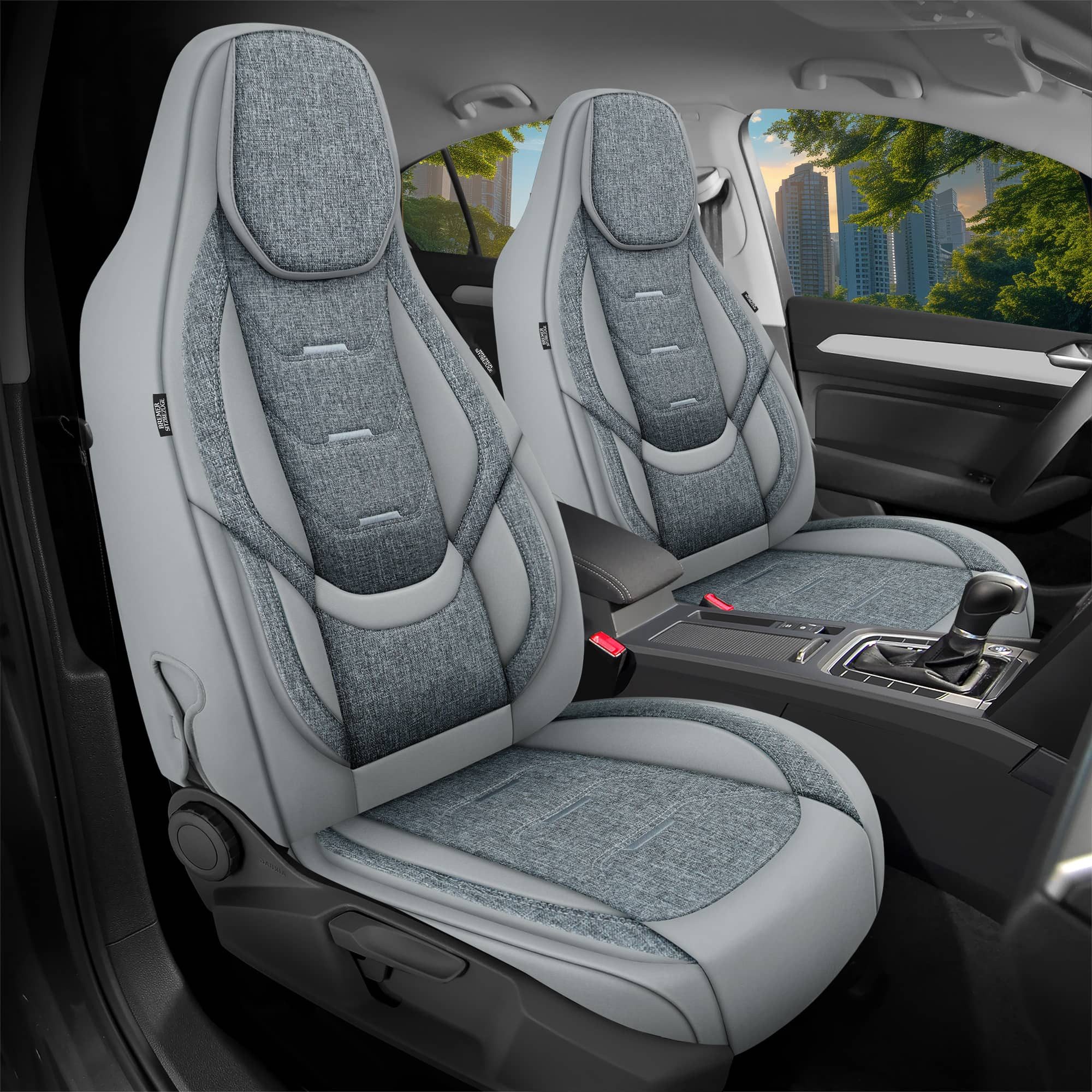 BREMER SITZBEZÜGE Autositzbezug für Seat Toledo 2 1M Bj 1999-04 (H8), Set, Schonbezüge Sitzbezüge Fahrer und Beifahrer, in Grau