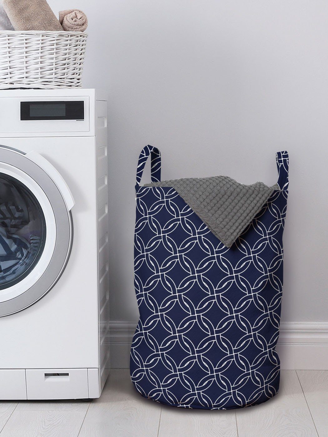 Griffen Navy Waschsalons, Abakuhaus mit Wäschekorb Marine-Kreis-Motiv Kordelzugverschluss für Wäschesäckchen blau
