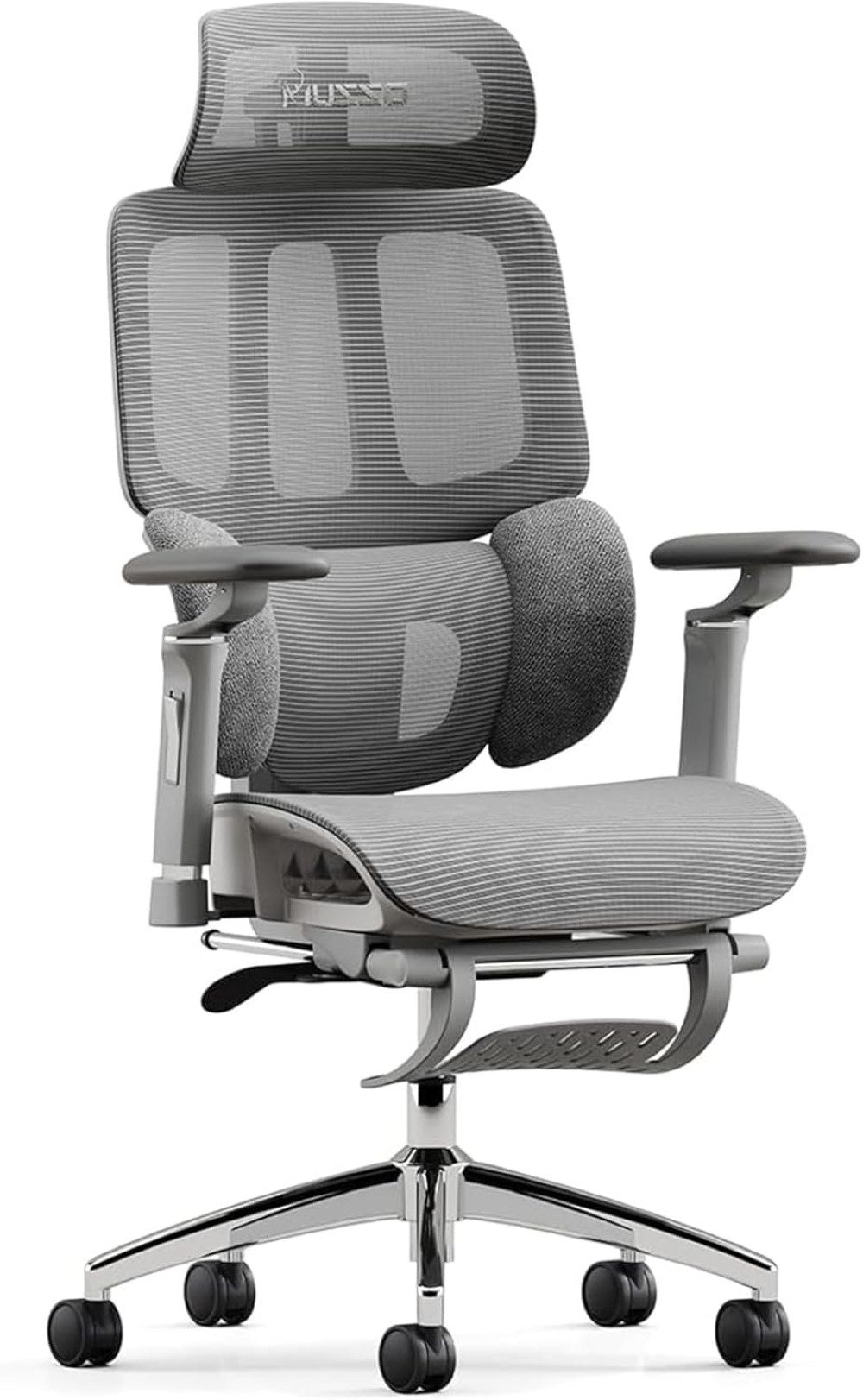 Musso Bürostuhl mit 3-Zonen-Lendenstütze, 4D-Armlehnen & Fußstütze, ergonomisch (1 St), Schreibtischstuhl, Computerstuhl, Homeoffice-Stuhl, Drehstuhl