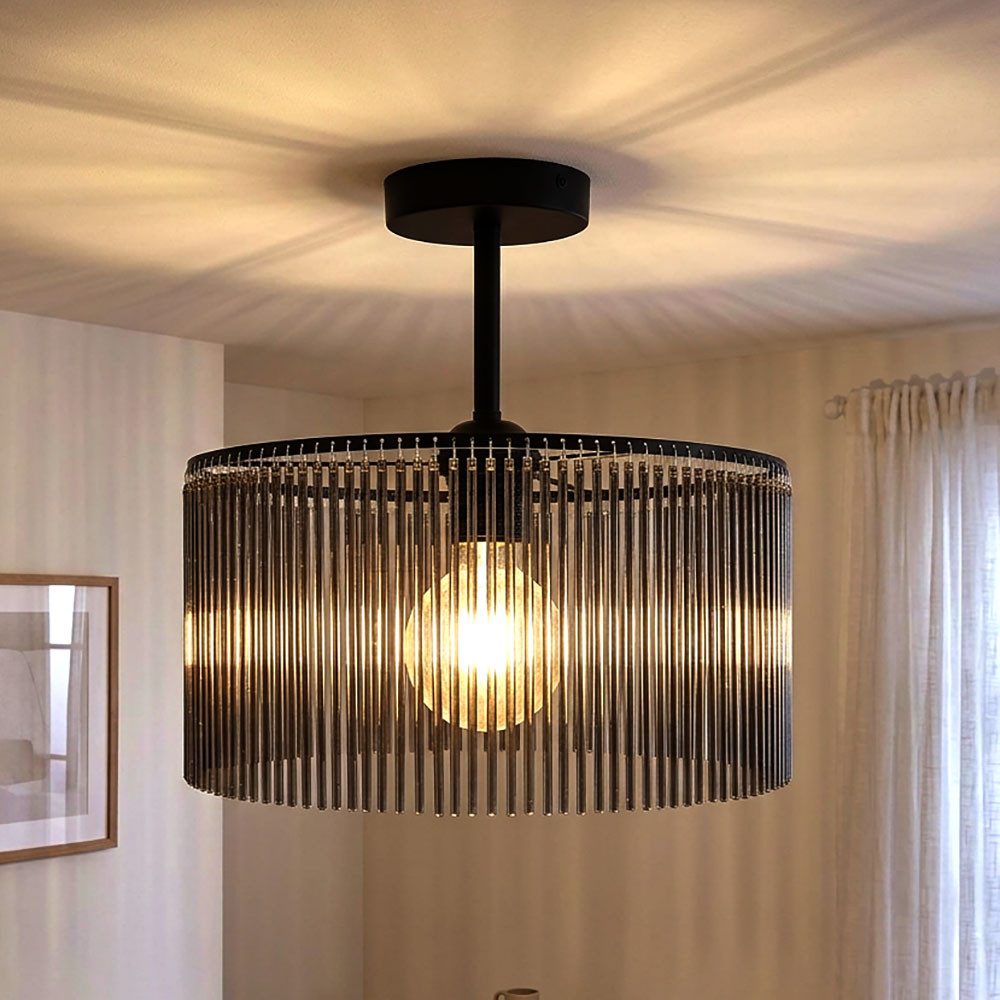 NOWA LED Deckenleuchte, Leuchtmittel inklusive, Warmweiß, Deckenlampe Deckenleuchte Wohnzimmerlampe Stäbe rauchfarben LED D 35cm
