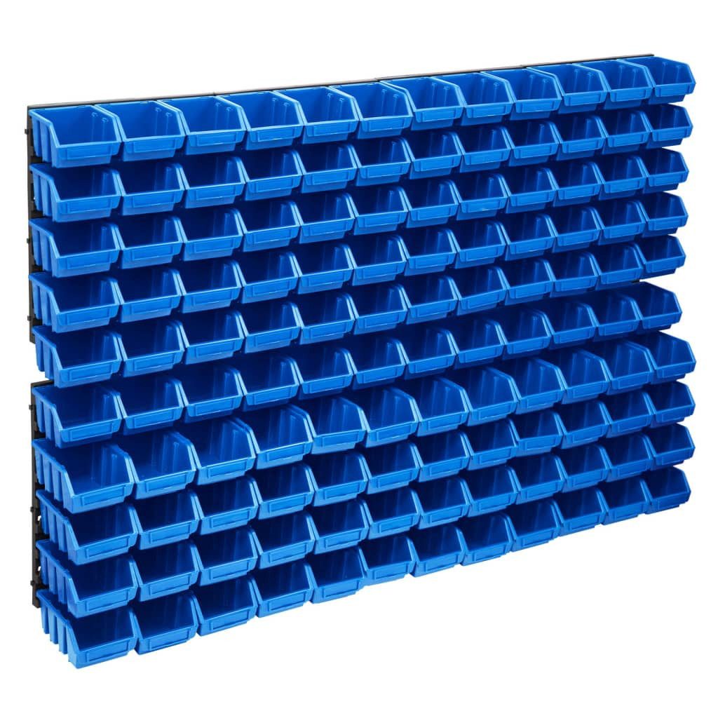 Werkzeugkoffer 128-tlg Behälter-Set für Kleinteile mit Wandplatten Blau
