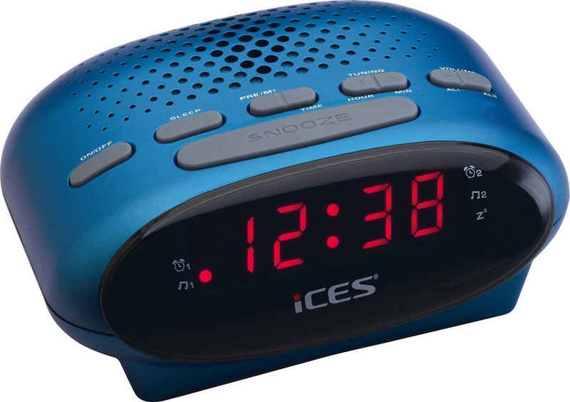 Lenco Radiowecker ICR-210 FM-Uhrenradio mit 2 Weckzeiten und Schlummerfunktion