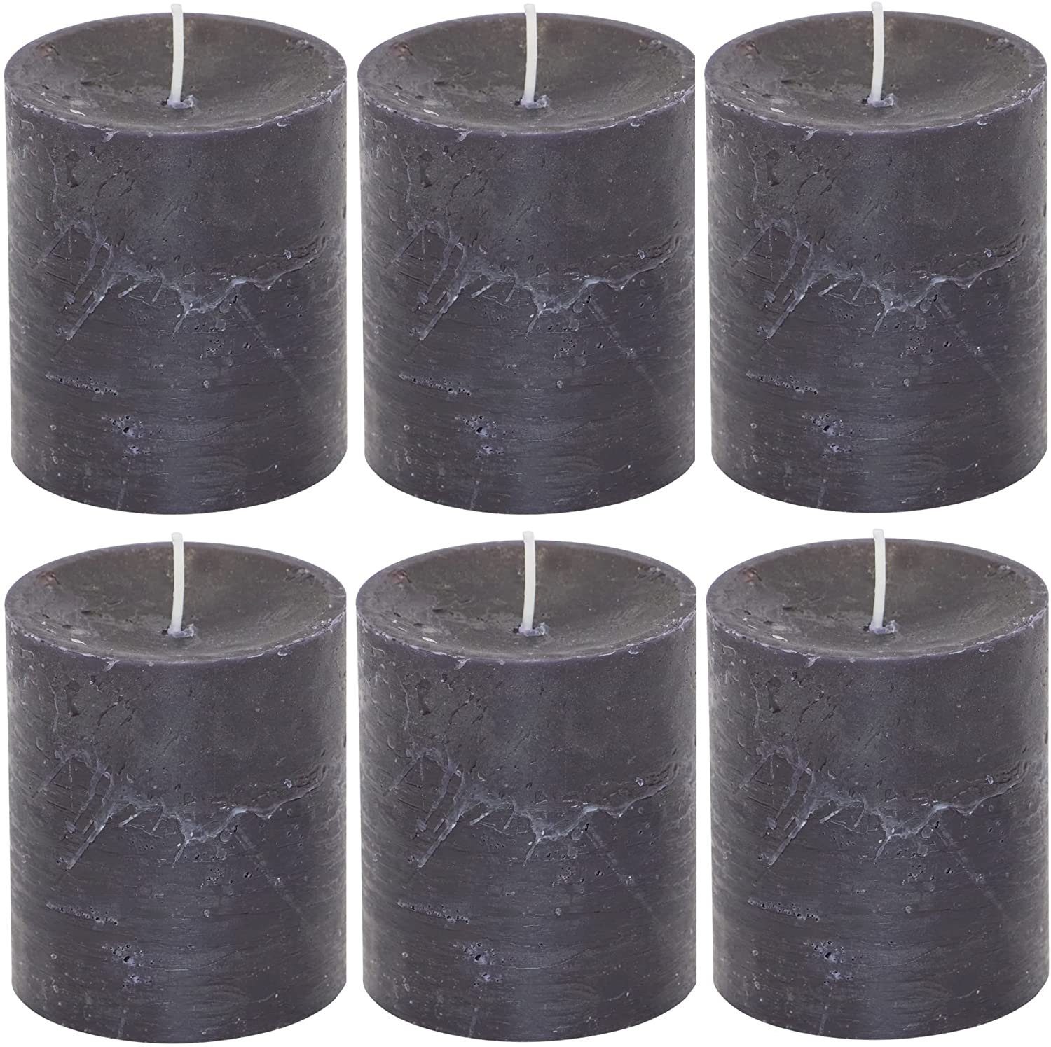 MichaelNoll Stumpenkerze Stumpenkerze Rustic 6er Set - Kerze - Kein Ruß - 30 Std.- 7x8 cm
