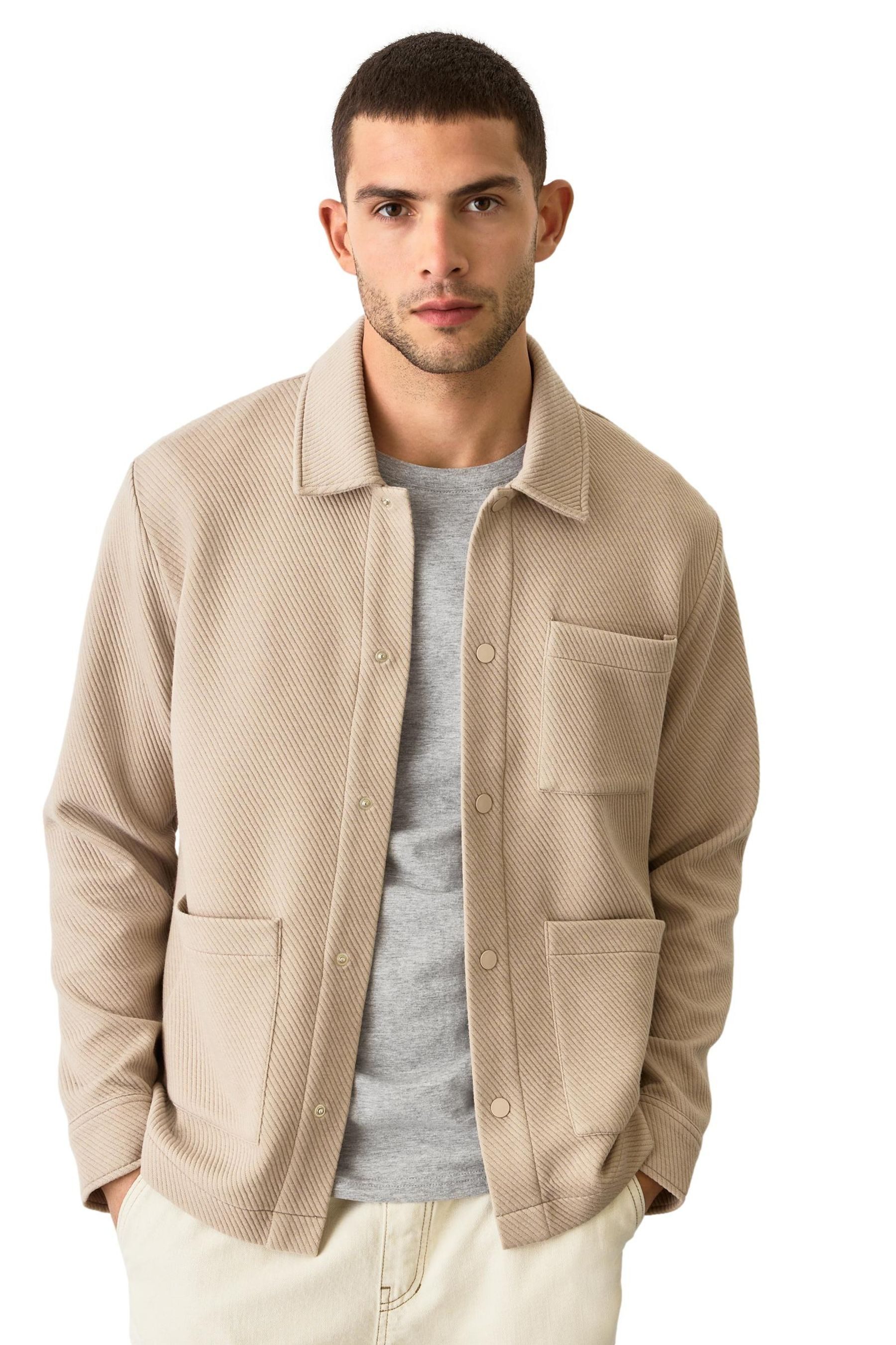 Next Hemdjacke Diagonal strukturierte Jersey-Hemdjacke (1-St) günstig online kaufen