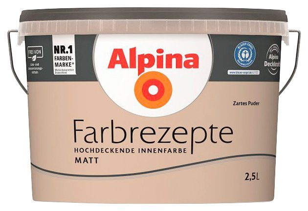 Zartes Puder, Liter Farbrezepte Deckenfarbe Alpina Wand- Taupe, matt, 2,5 und Dezentes