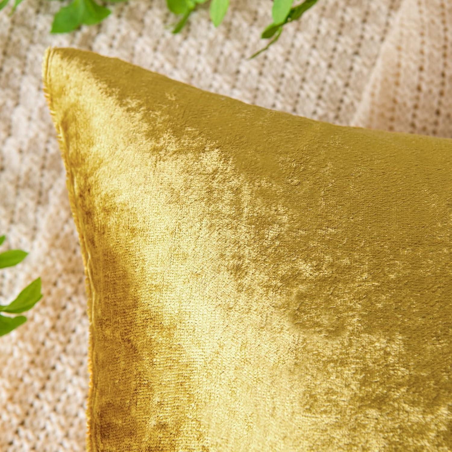 LuxusKollektion Dekokissen Kissenbezug Samt Sofakissen 40 x 40 cm 2 Stück A-golden Luxuriös – Bild 2 von 5