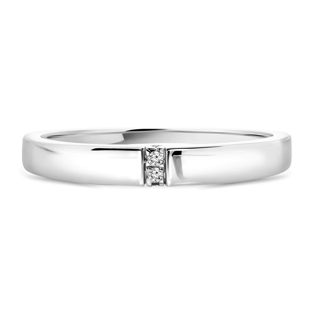 Miore Verlobungsring SA976R - Damen 9 Karat 375 Weißgold mit 0.02 Karat Diamanten, Ringabmessungen Breite 3 mm Höhe 2 mm