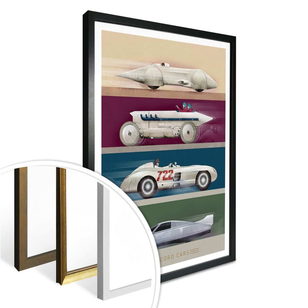 K&L Wall Art Poster Poster Braun Oldtimer Deko Record Cars Rennwagen Auto, Kinderzimmer Wandbild modern