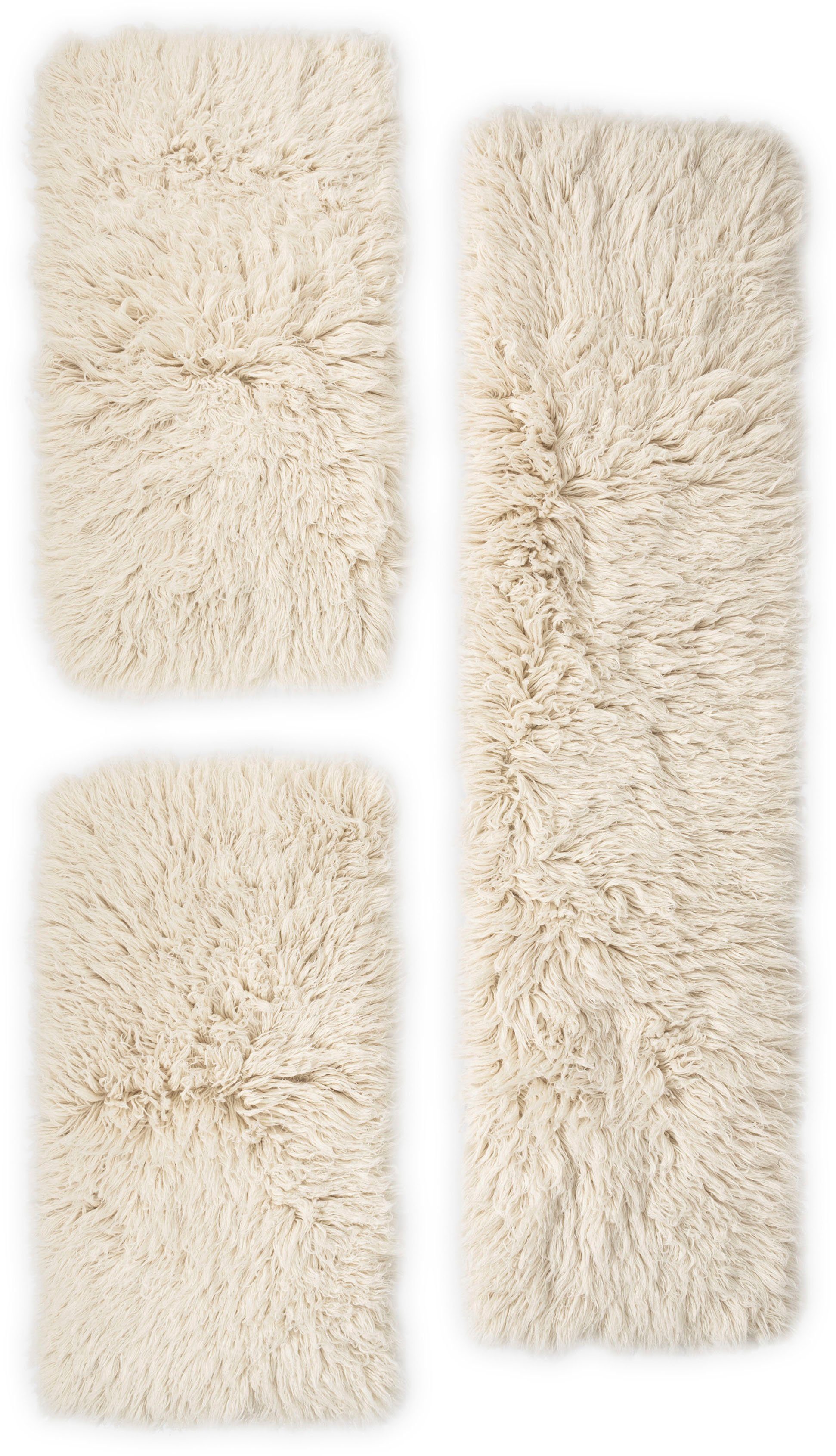 THEKO Bettumrandung Flokati XXL, Höhe 10 mm, (3-tlg), original griechischer Flokati, Läufer-Set für das Schlafzimmer – Bild 2 von 3