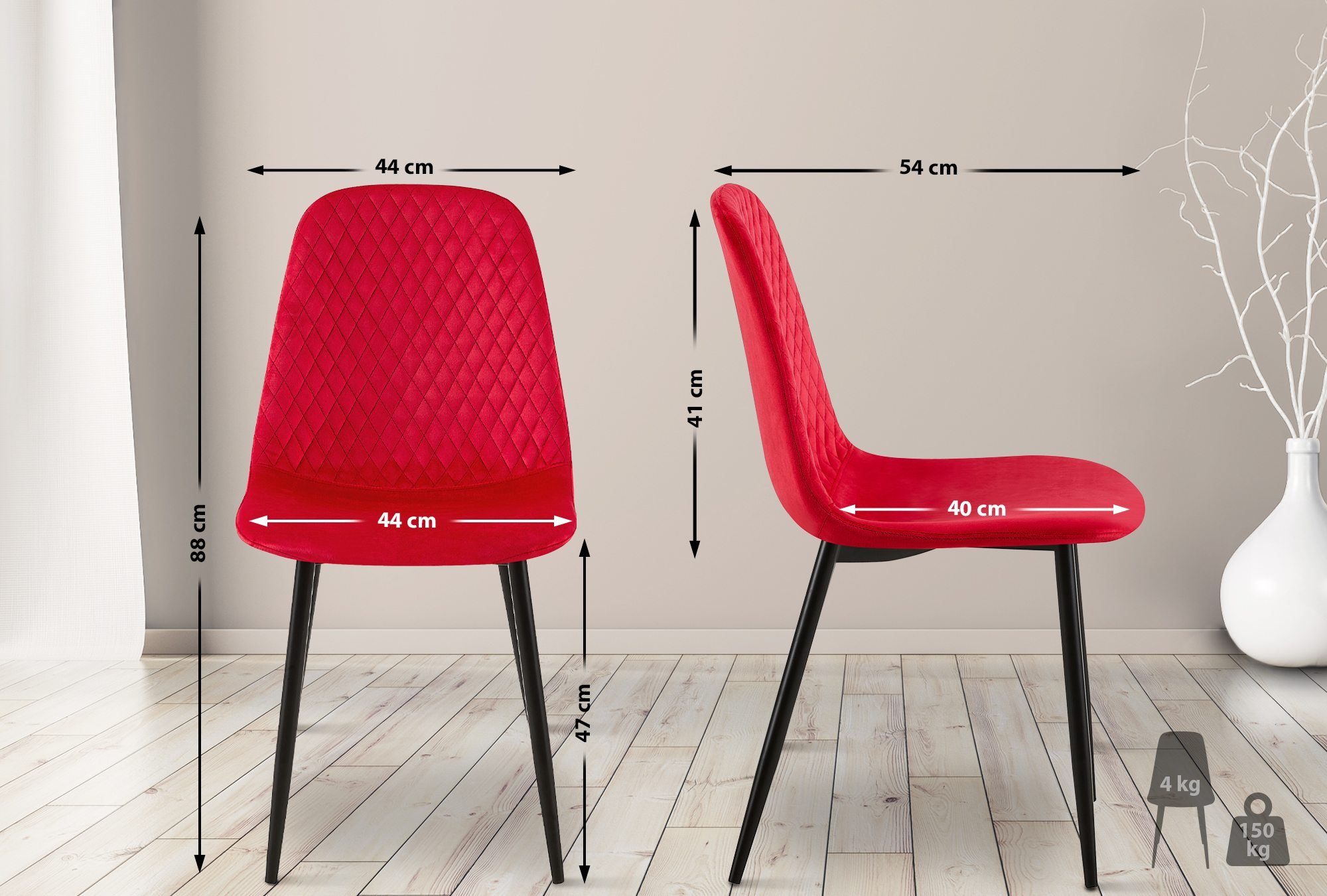 CLP Esszimmerstuhl Giverny, Samt/ Stoff, Ziernähte, günstig online kaufen
