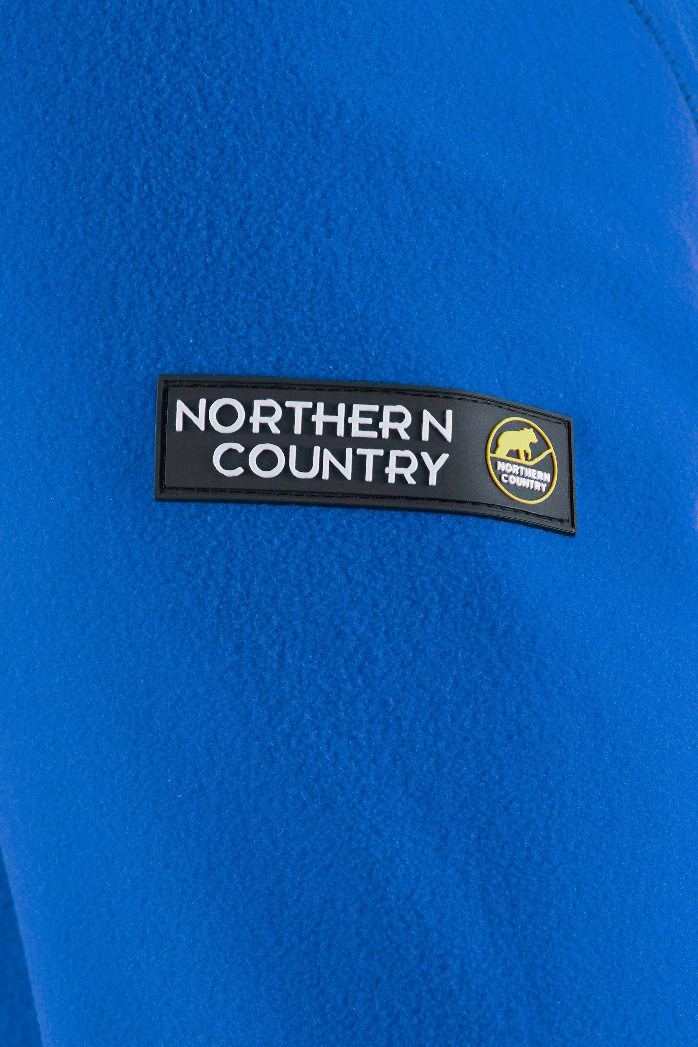 Vordertaschen Kragen, Fleecejacke 2 hoher Bartschutz, zum perfekt Northern Arbeiten, Lapis Blue Country