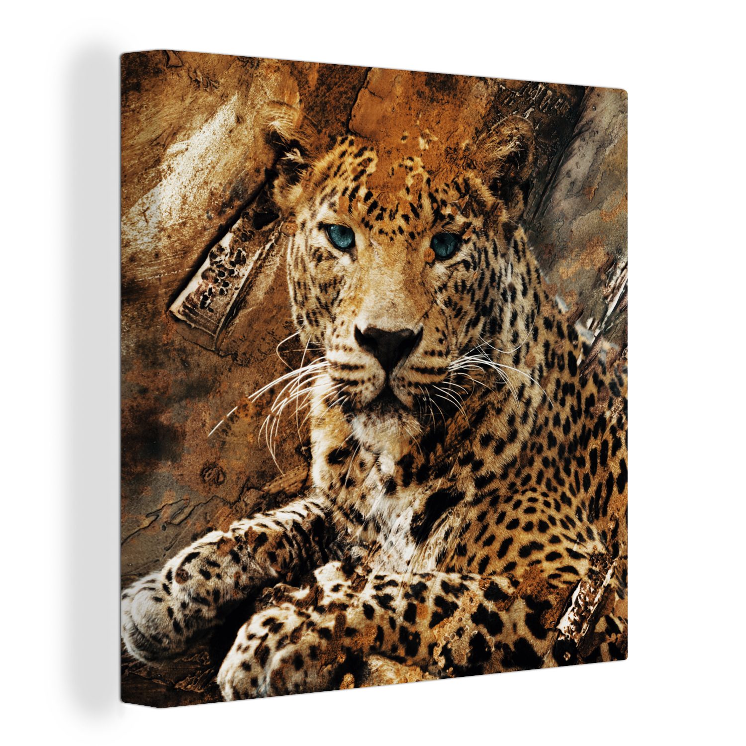 OneMillionCanvasses® Leinwandbild Leopard - Tiere - Wild, (1 St), Leinwand Bilder für Wohnzimmer Schlafzimmer