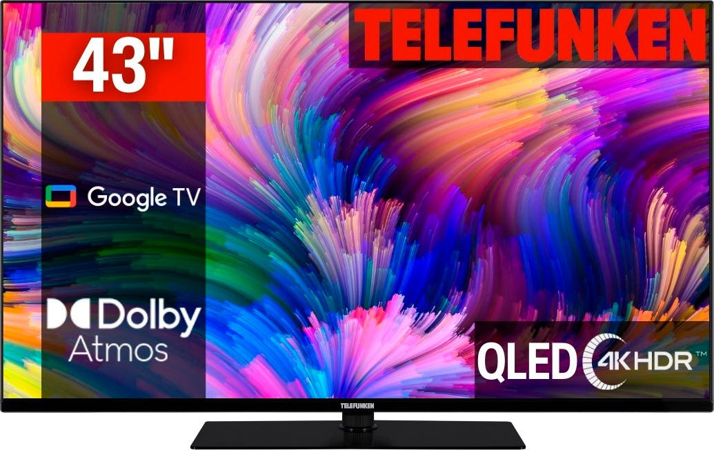 Telefunken D43Q700M6CW QLED-Fernseher (108 cm/43 Zoll, 4K Ultra HD, Google TV, Smart-TV) schwarz ! RABATT: 38.07% Telefunken D43Q700M6CW QLED-Fernseher (108 cm/43 Zoll, 4K Ultra HD, Google TV, Smart-TV) schwarz ! RABATT: 38.07%