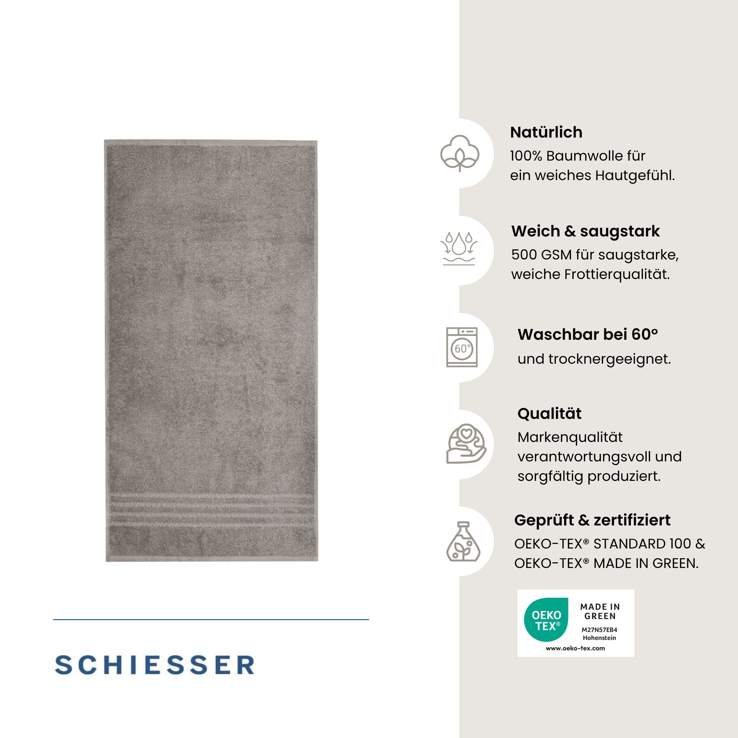 Schiesser Handtücher Milano aus 100% Baumwolle mit eleganter Bordüre in Hoch-Tief-Optik, Frottier (Set, 4-St), OEKO-TEX® MADE IN GREEN – Bild 2 von 5