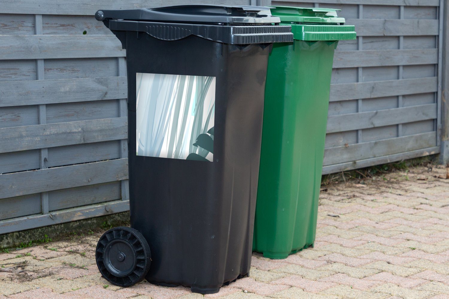 (1 Abfalbehälter Sticker, St), Container, MuchoWow Spot - Wandsticker Grün Sommer - Mülleimer-aufkleber, Mülltonne,