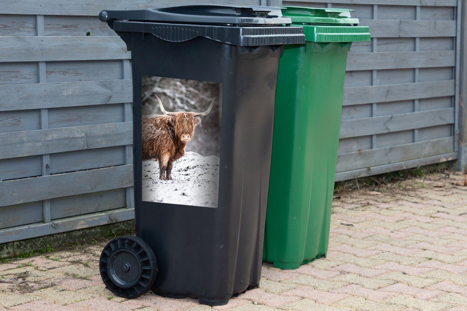 MuchoWow Container, Abfalbehälter Mülleimer-aufkleber, Schottischer Baum Highlander Mülltonne, Sticker, (1 Schnee Wandsticker - - St),