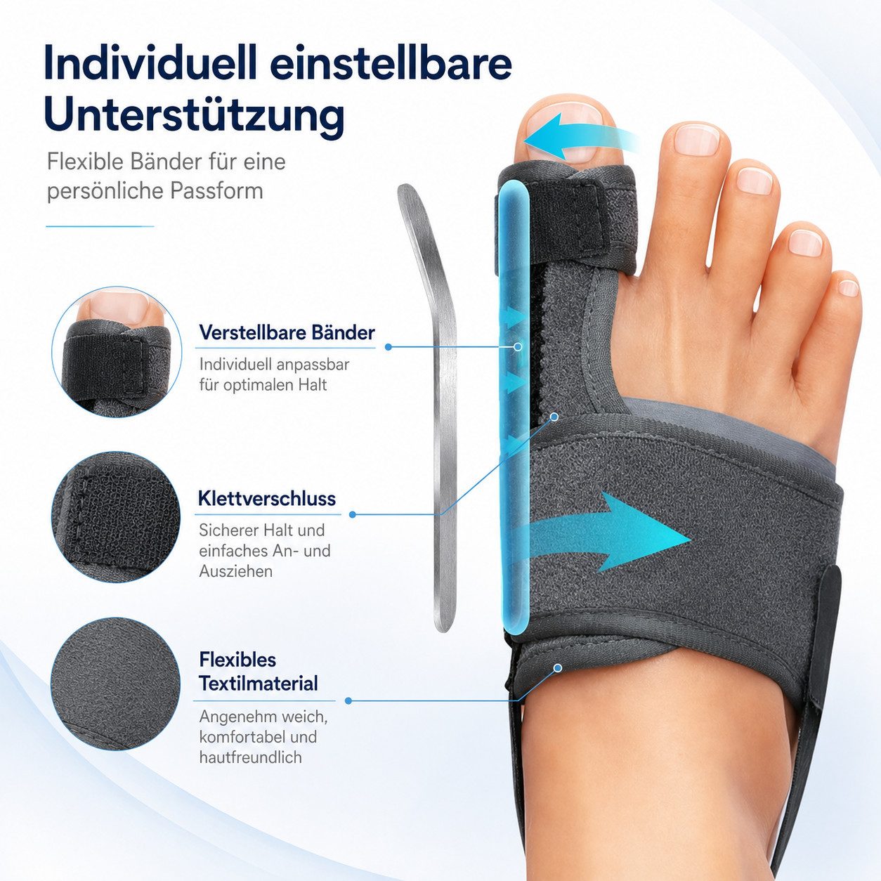 XEOOCE Fußbandage Hallux Valgus Korrektor Verstellbare Zehenspreizer 2er Set (2er Set)