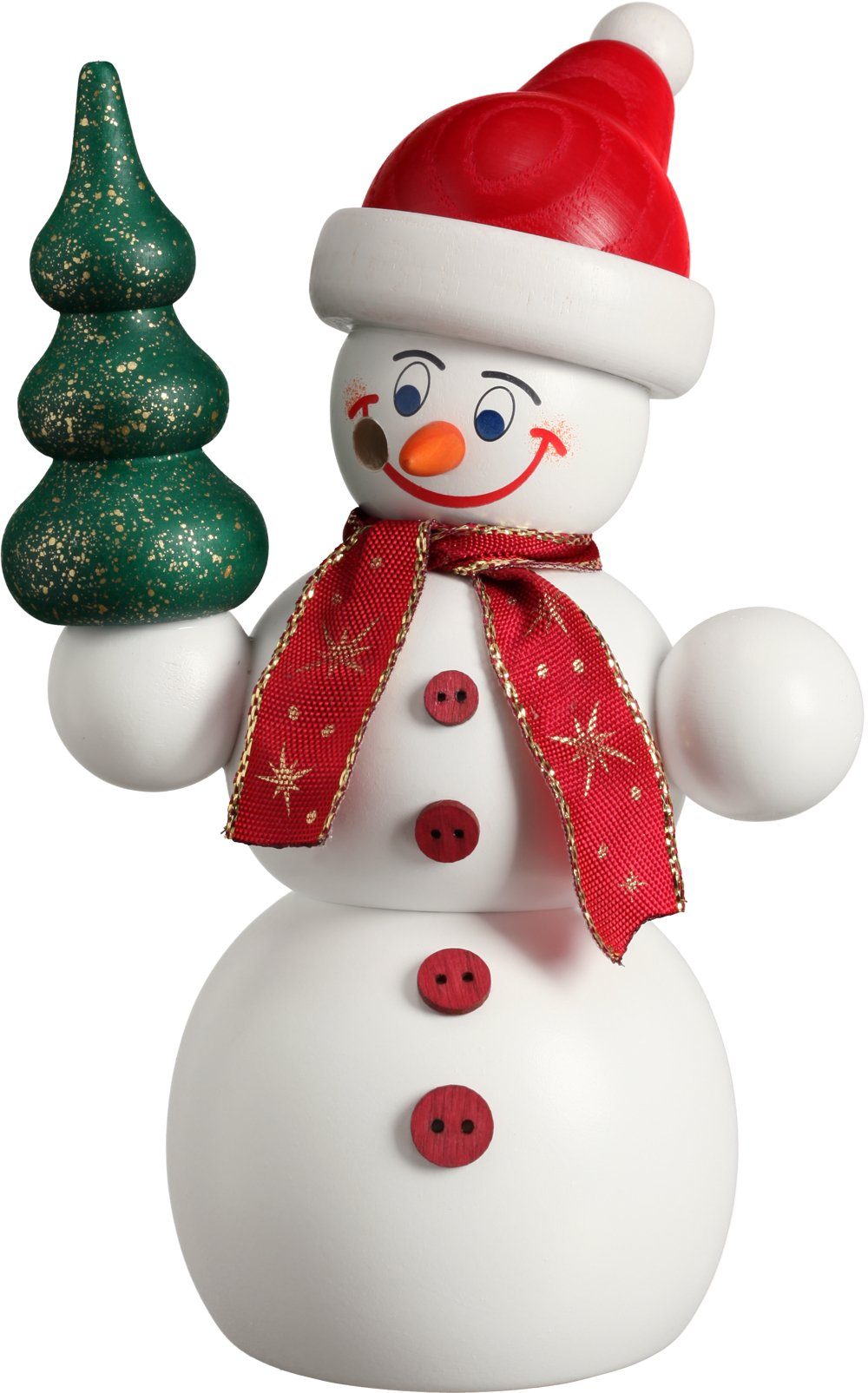 Seiffener Volkskunst Räuchermännchen 12212, Schneemann als Weihnachtsmann, Größe ca. 15cm - Made in Germany