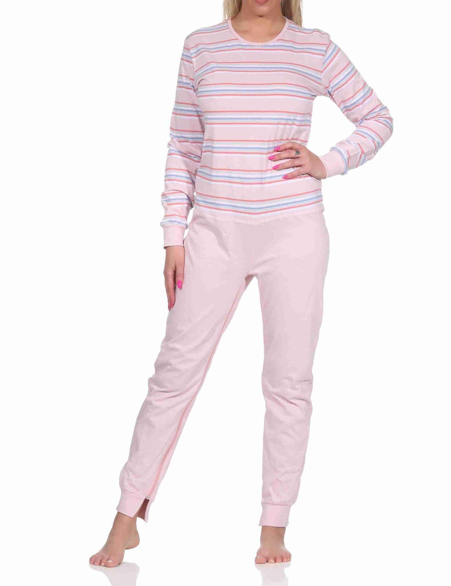 Pyjama Damen Pflegeoverall langarm mit Reissverschluss am Rücken und Bein