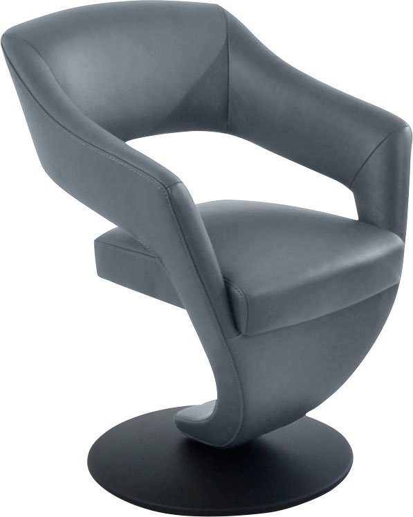 K+W Komfort & Wohnen Drehstuhl Kansas, Design Leder-Drehsessel mit hohem Sitzkomfort, Drehteller in schwarz aqua 54 | Drehstühle