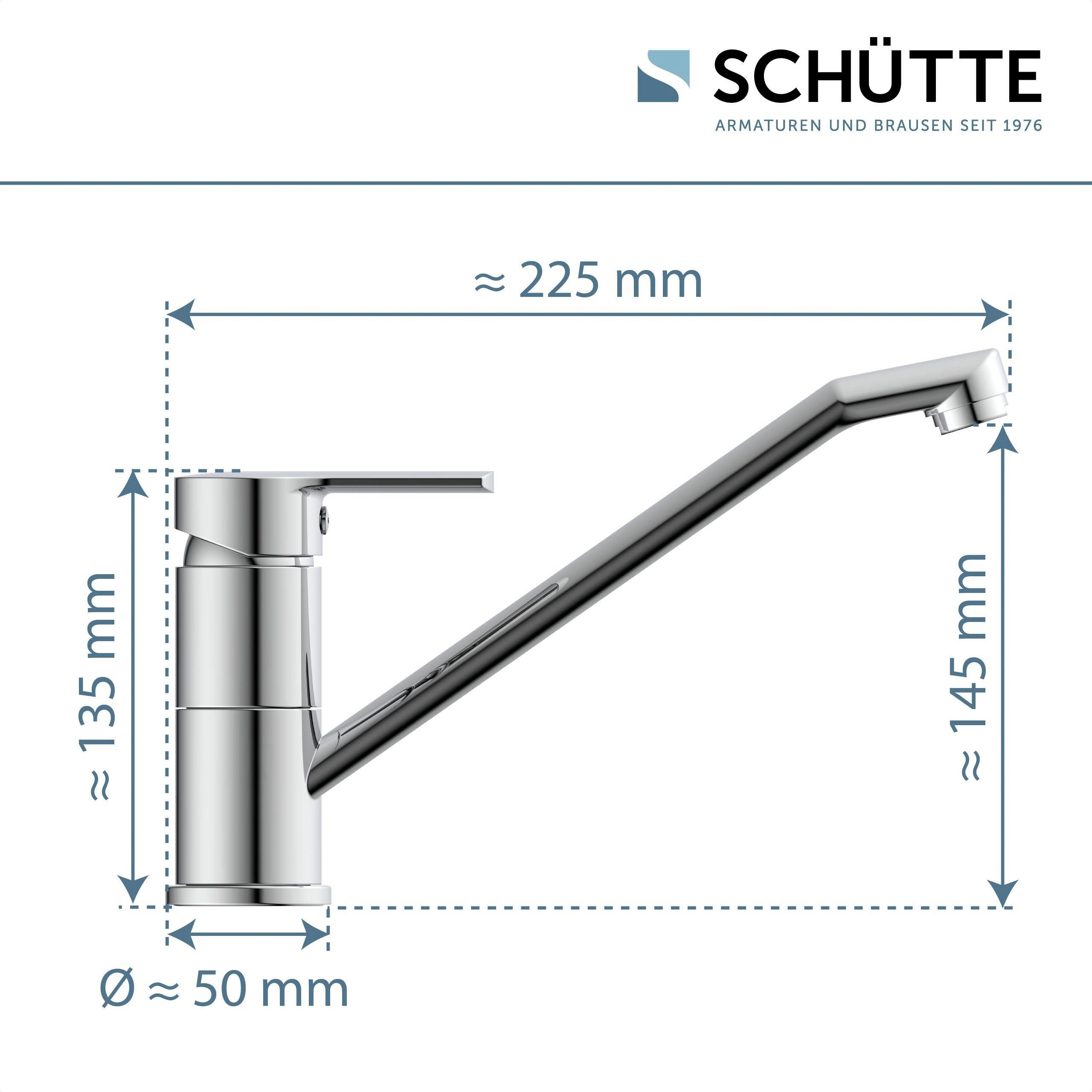 Schütte Spültischarmatur Main Wasserhahn mit Wassersparfunktion, 360° schwenkbar, Chrom, Hochdruck