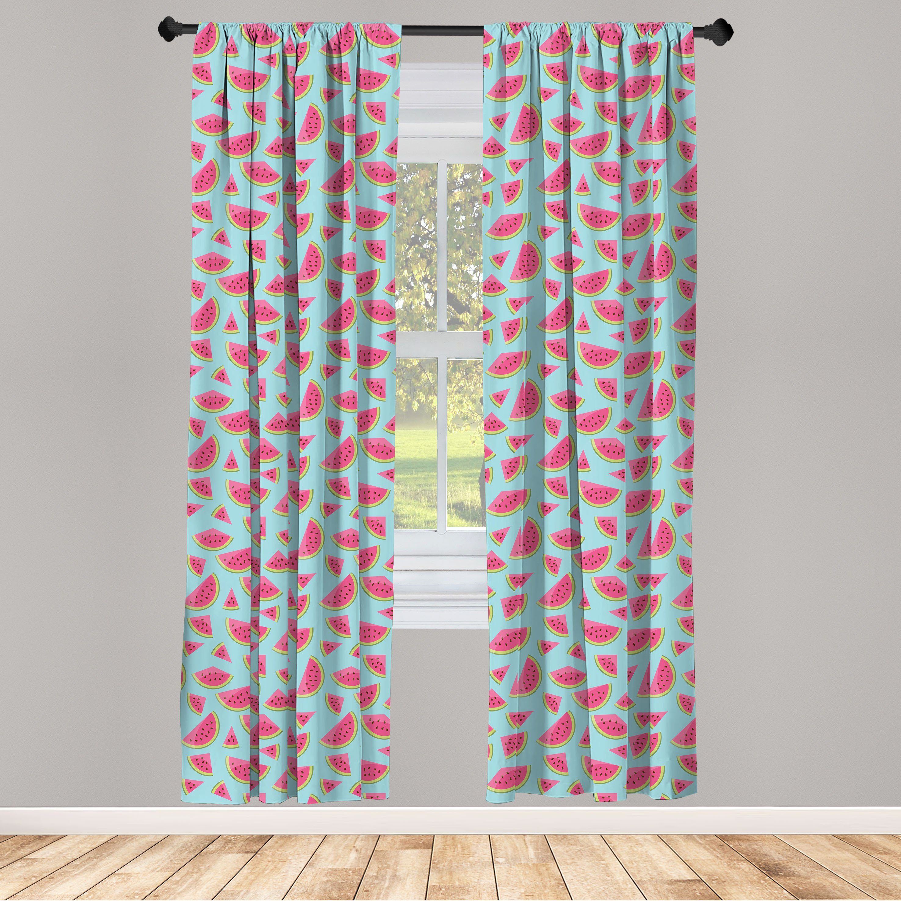 Gardine Vorhang für Wohnzimmer Schlafzimmer Dekor, Abakuhaus, Microfaser, Wassermelone Köstlicher Frucht Sommer