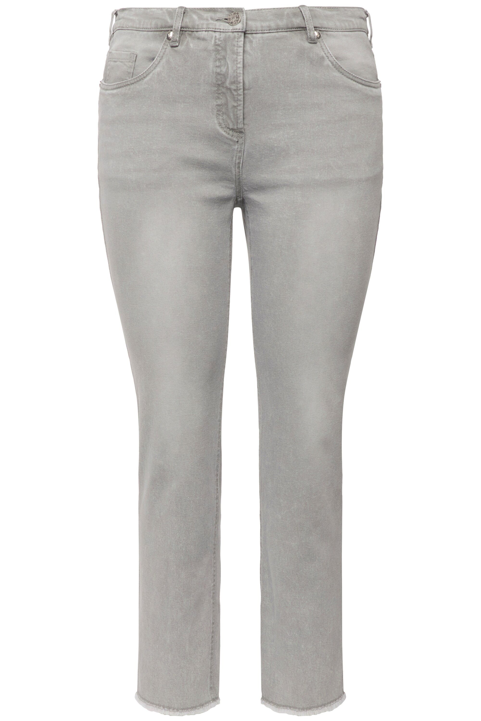 Ulla Popken Röhrenjeans Jeans Sarah Fransensaum vorgewaschen Stretch günstig online kaufen