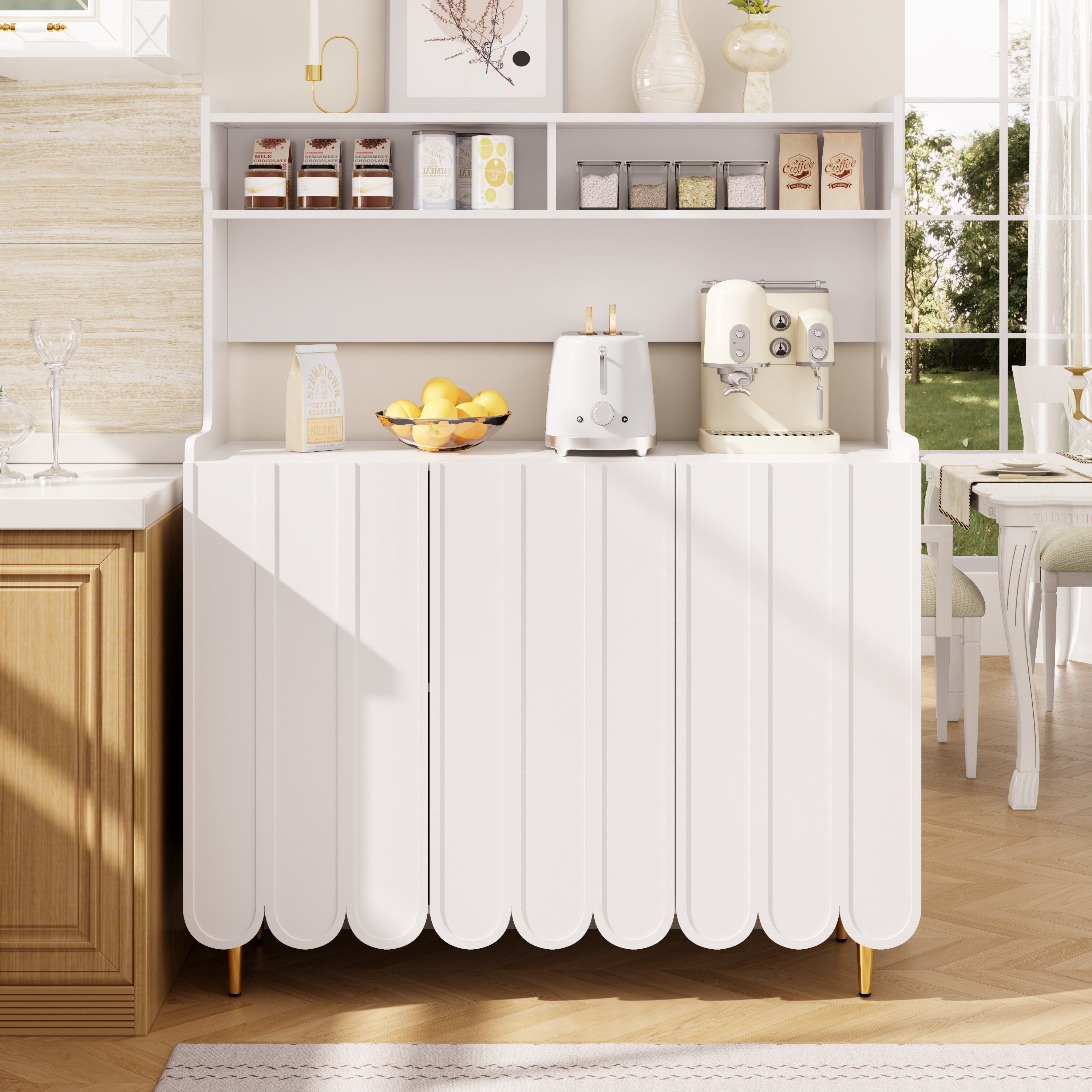 Odikalo Küchenbuffet Küchenschrank Sideboard Buffetschrank (Sideboard (120 x 40 x 151 cm), Anrichte Küche, moderner und schlichter Stil, offenes Ablageregal-Design, das einen aufgeräumten Küchen- und Essbereich schafft)