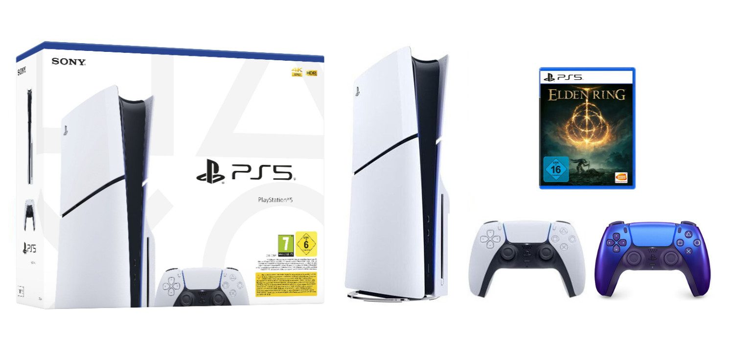 Playstation PS5 Disk Slim inkl. Elden Ring & 2. Controller Chroma Indigo (Konsolen-Bundle, inkl. Elden Ring)