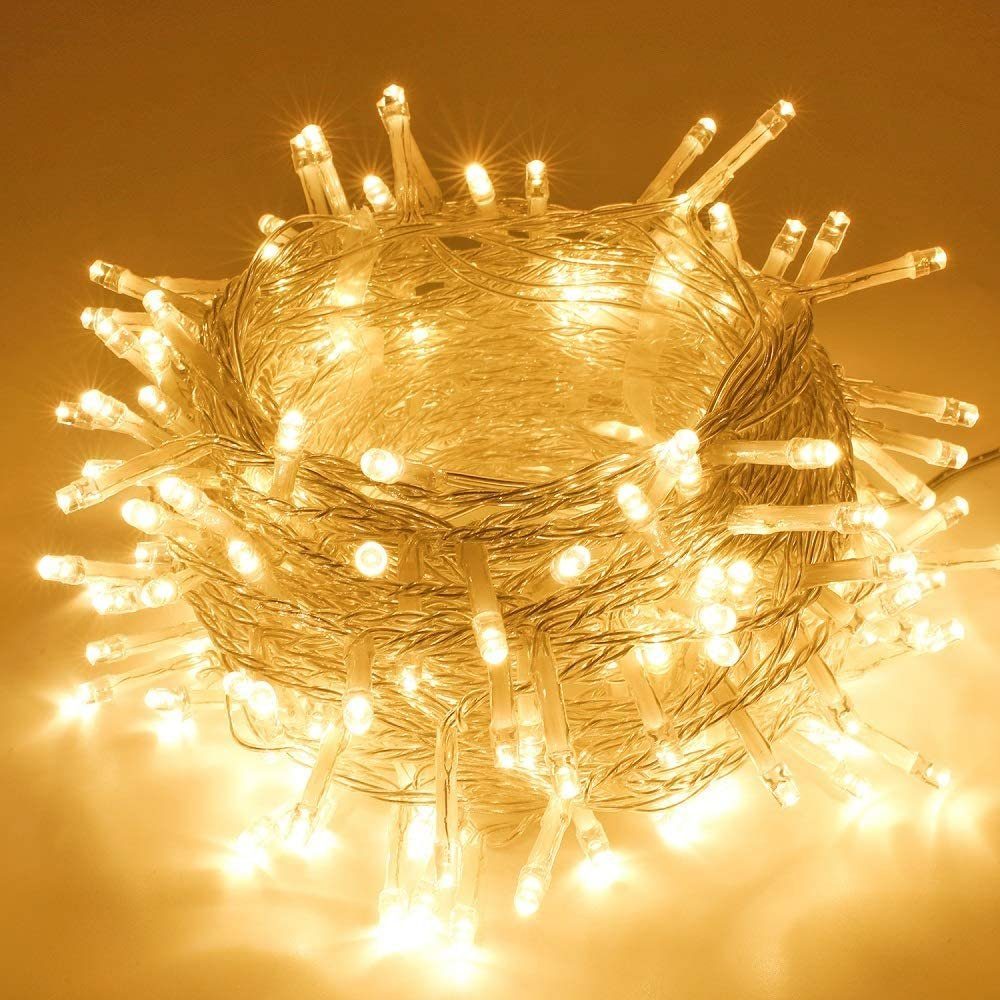 Rosnek LED-Lichterkette 10-100M Lichterkette Beleuchtung, Warmweiß, Außen Weihnachten Party, Wasserdicht; 100-2000 LED