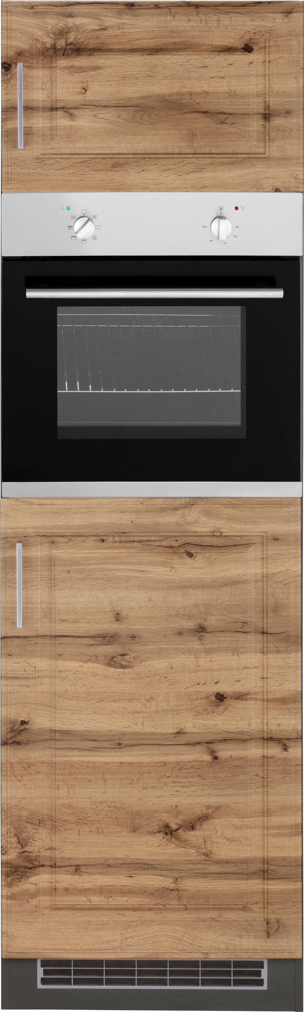 HELD hochwertige MÖBEL Stockholm Backofen/Kühlumbauschrank wotaneiche/grafit MDF-Fronten