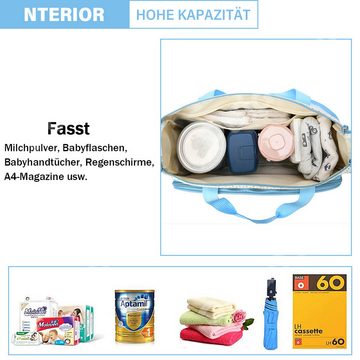 Cbei Wickeltasche 5-tlg.Blau Multifunktions-Wickelrucksack-Set mit Flaschenhalter