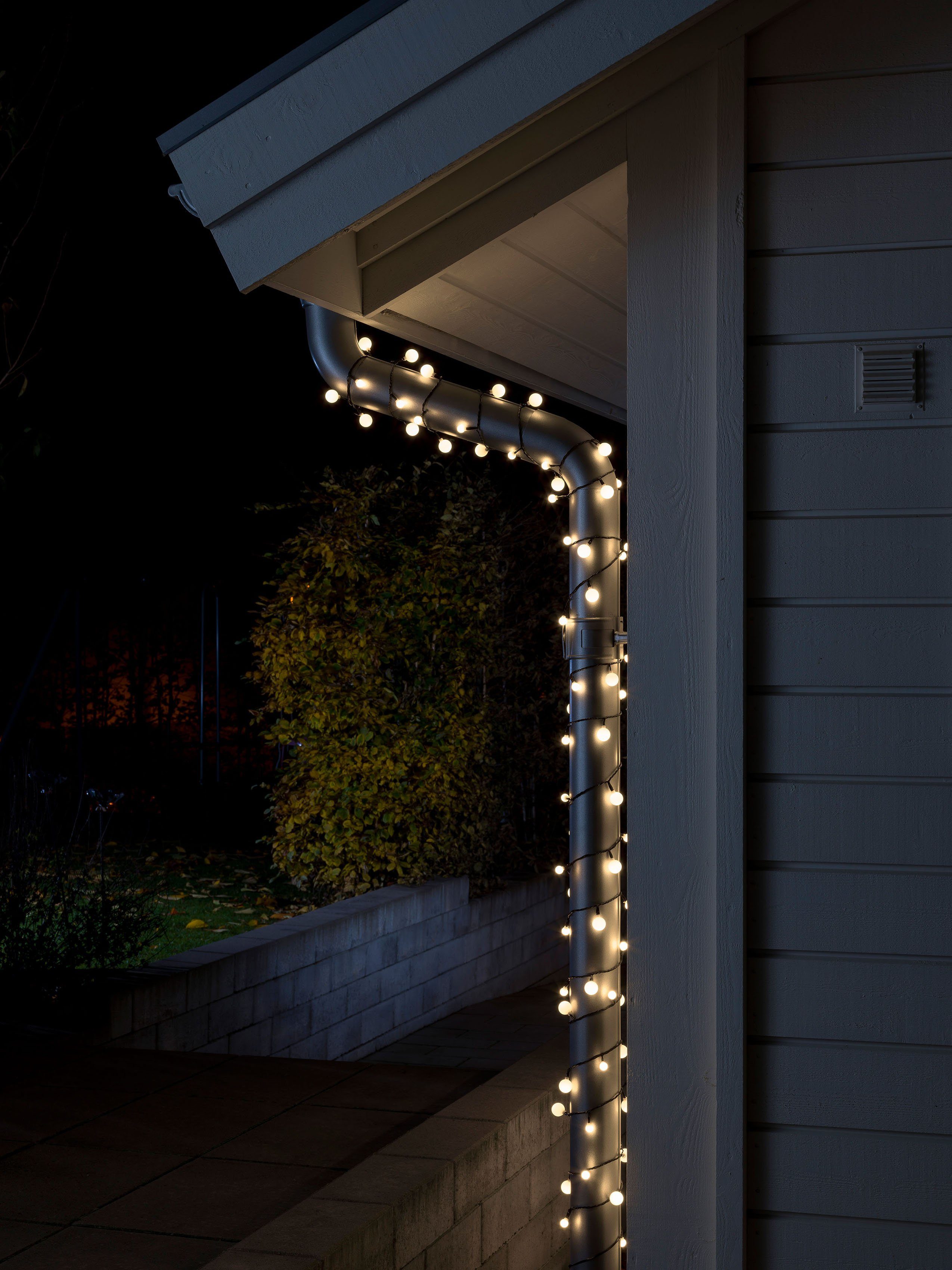 KONSTSMIDE LED-Lichterkette Weihnachtsdeko aussen, 80-flammig, Dioden Globelichterkette, LED große kleine & runde Dioden, 80
