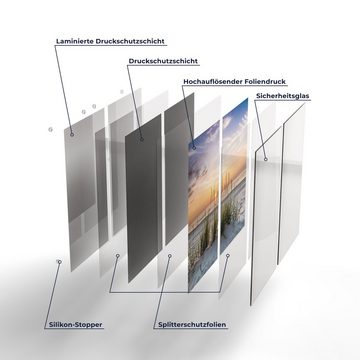 DEQORI Herdblende-/Abdeckplatte 'Sonnenuntergang am Strand', Glas, (2 tlg), Glas Herdabdeckplatte Ceranfeld Herd