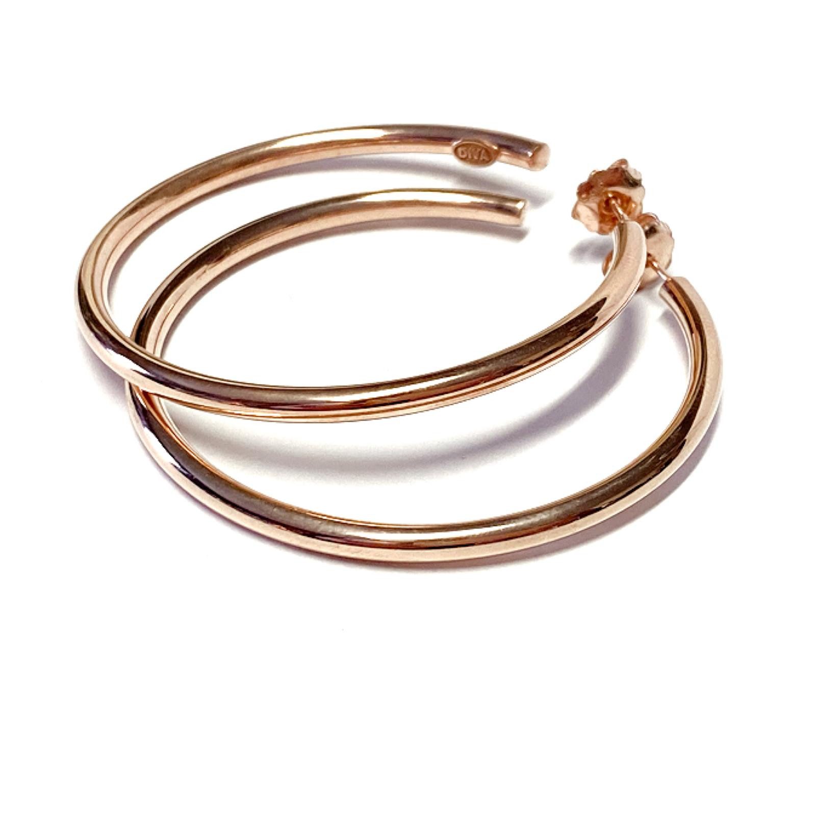 Paar Ohrhänger peppige Creolen 925/- Sterling Silber rotvergoldet und poliert 52mm