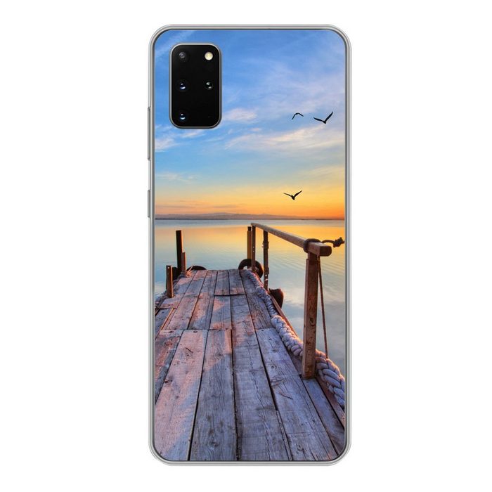 MuchoWow Handyhülle Wasser - Steg - Vögel - Sonnenuntergang - Horizont Phone Case Handyhülle Samsung Galaxy S20 Plus Silikon Schutzhülle