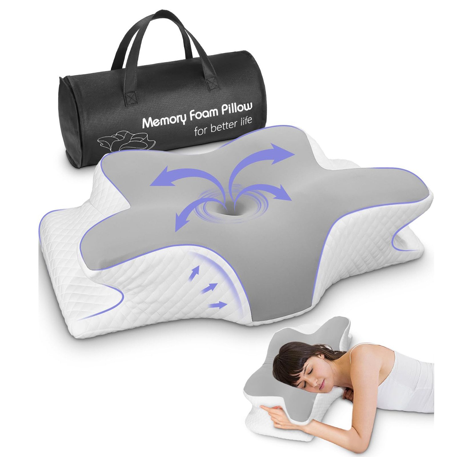 LEAZZLE Nackenstützkissen Memory Foam Nackenkissen, Orthopädisches günstig online kaufen