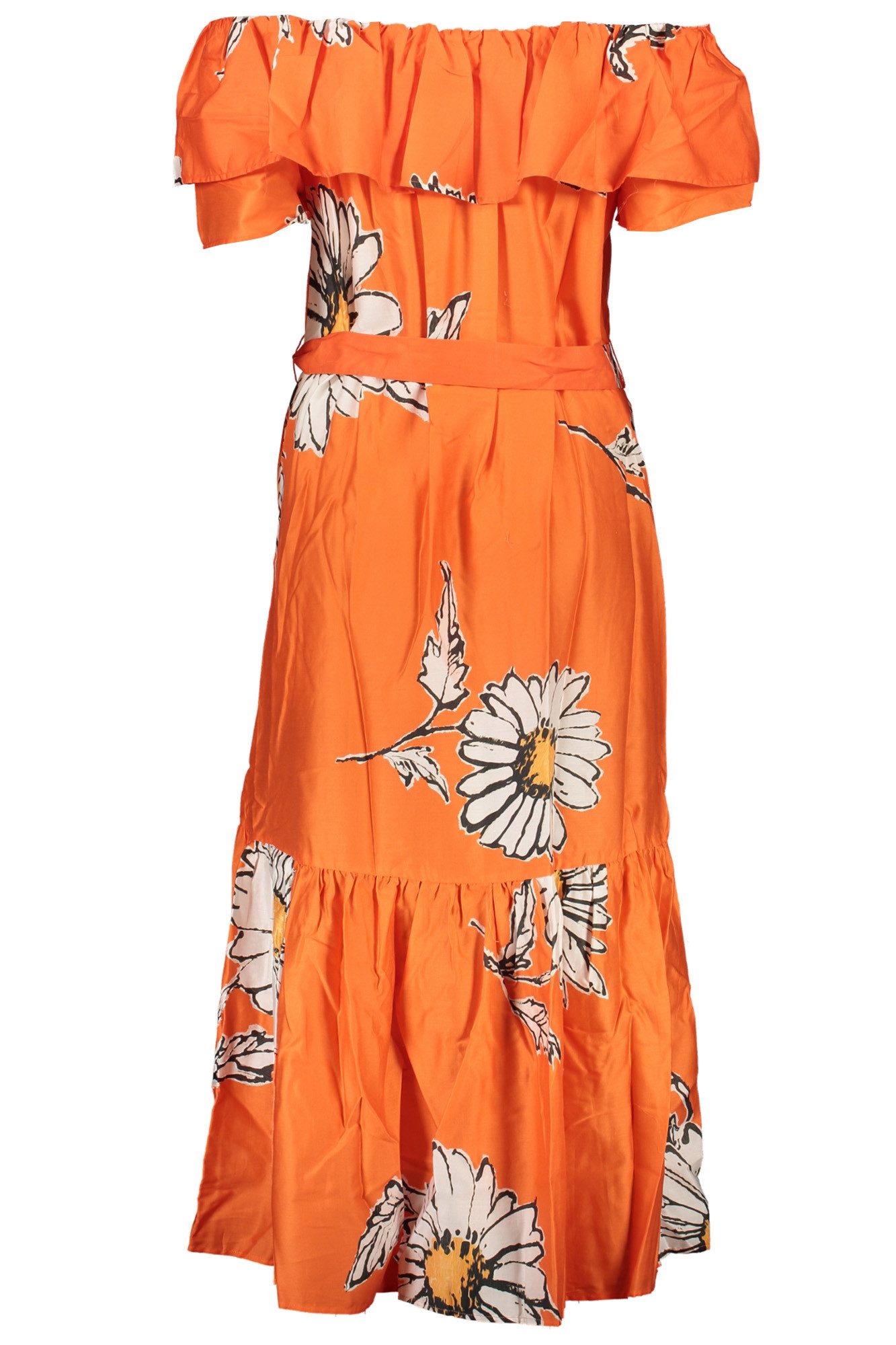 Desigual Partykleid Langes Damenkleid in Orange mit Gürtel und Muster – Sommerlook