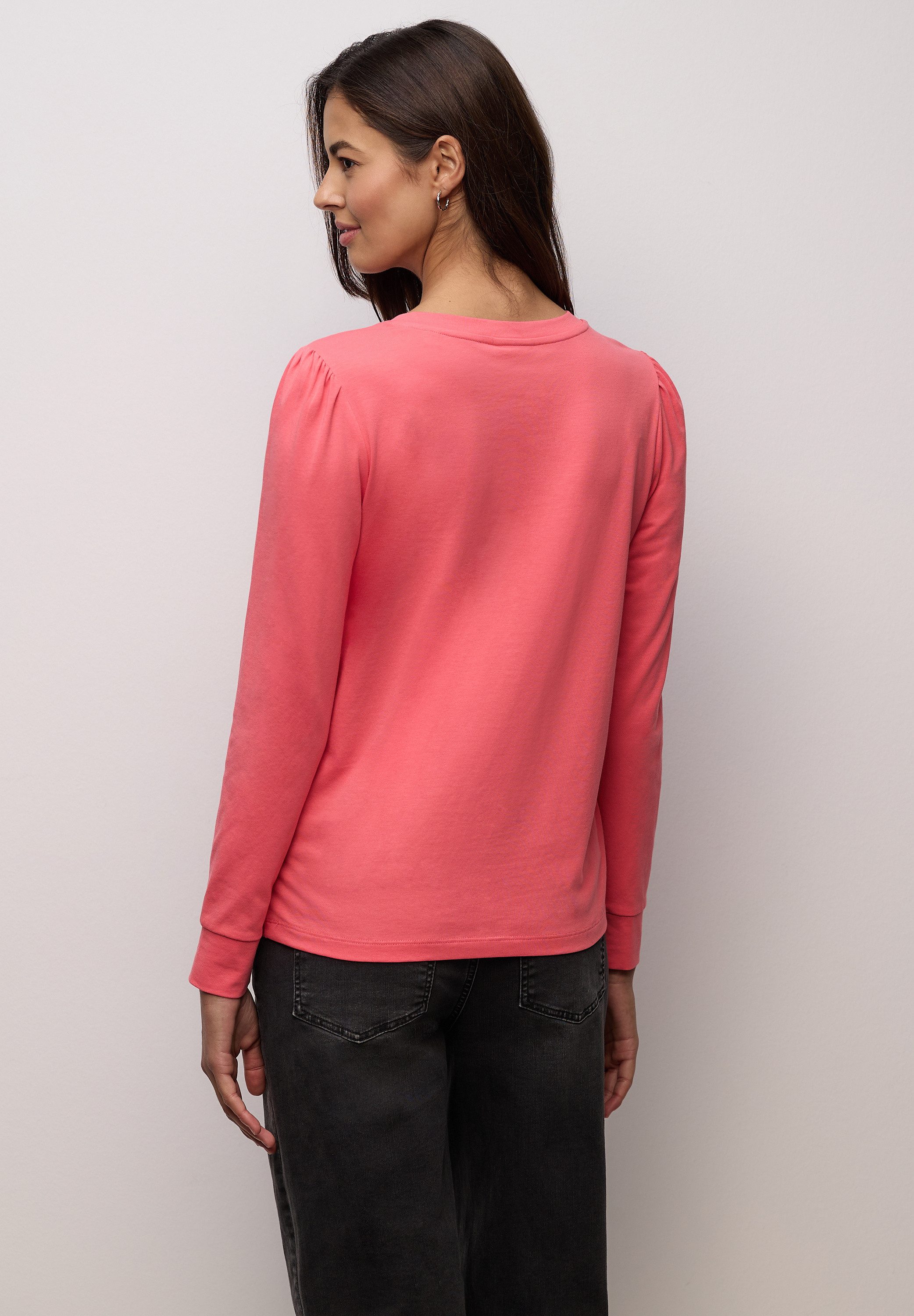 STREET ONE Langarmshirt mit Raffung an der Schulter