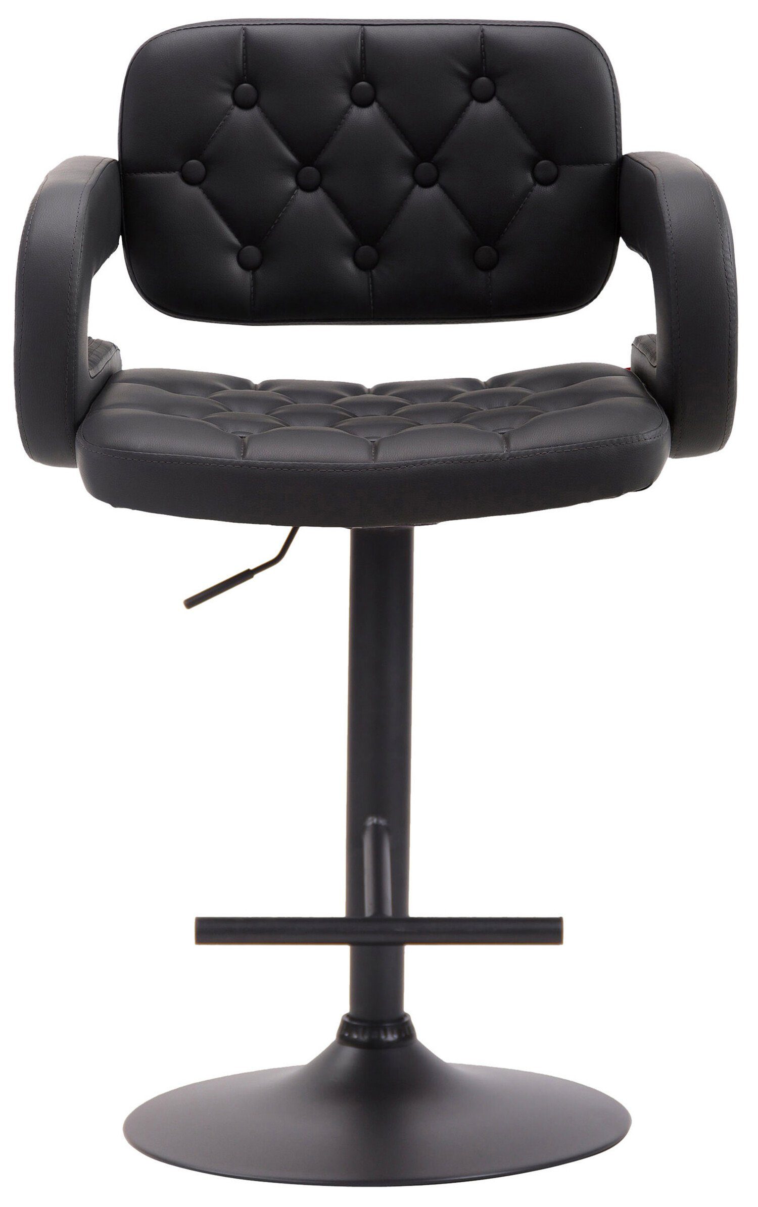 - & schwarz Küche), Sitzfläche: TPFLiving und - Barhocker Gestell für bequemer Hocker Theke Fußstütze Dublin Kunstleder - (mit 360° Schwarz drehbar Metall Rückenlehne