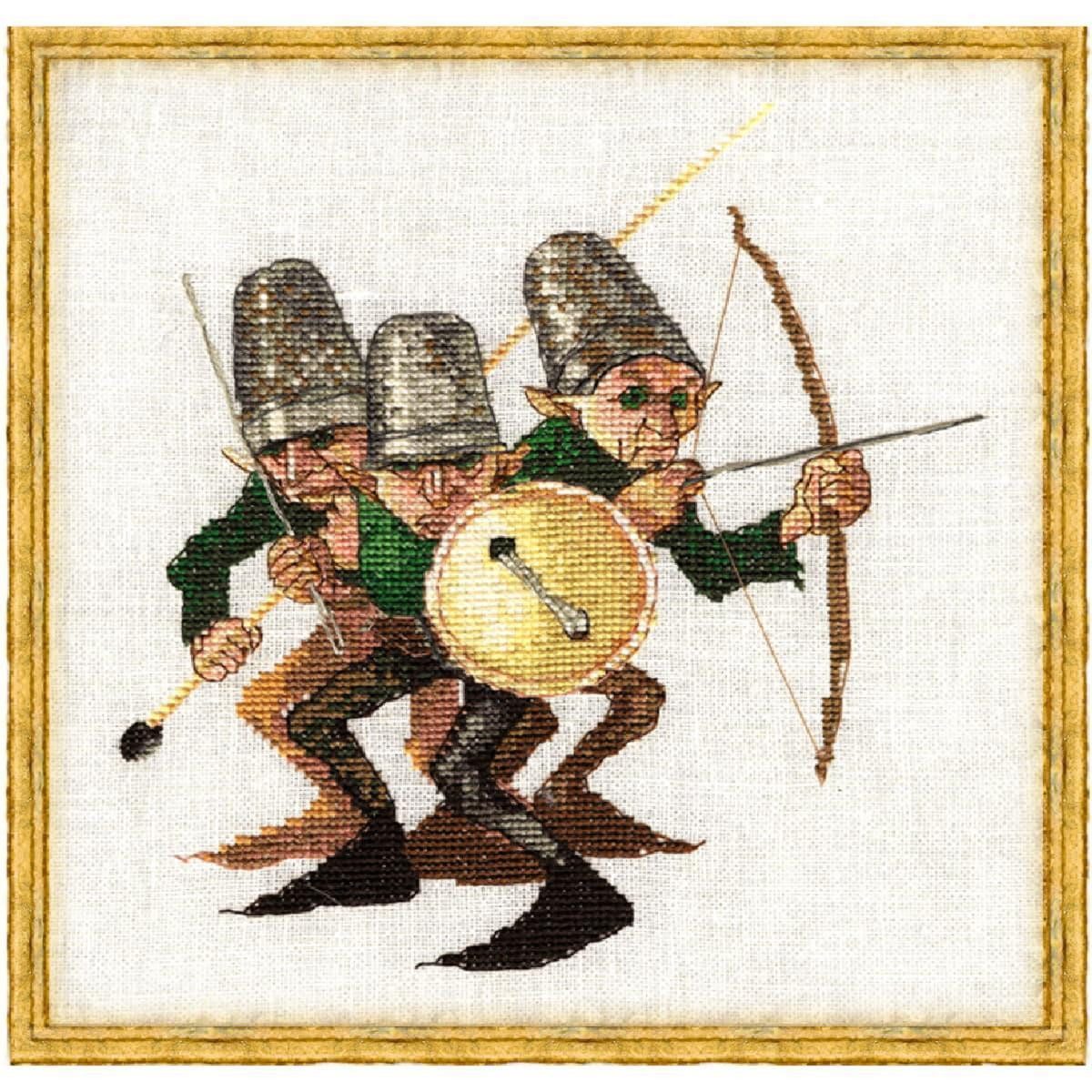 Kreativset Nimue Kreuzstich Set "Knopfkrieg", Zählmuster, 3K, 17x18cm