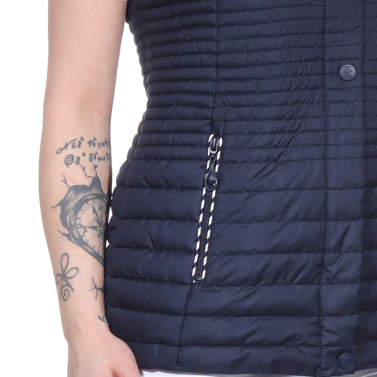 Aurela Damenmode Steppweste Damen Weste leichte Steppweste maritime Sommerweste Eingrifftaschen (außen) und Brusttasche (Innen), auch große Größen