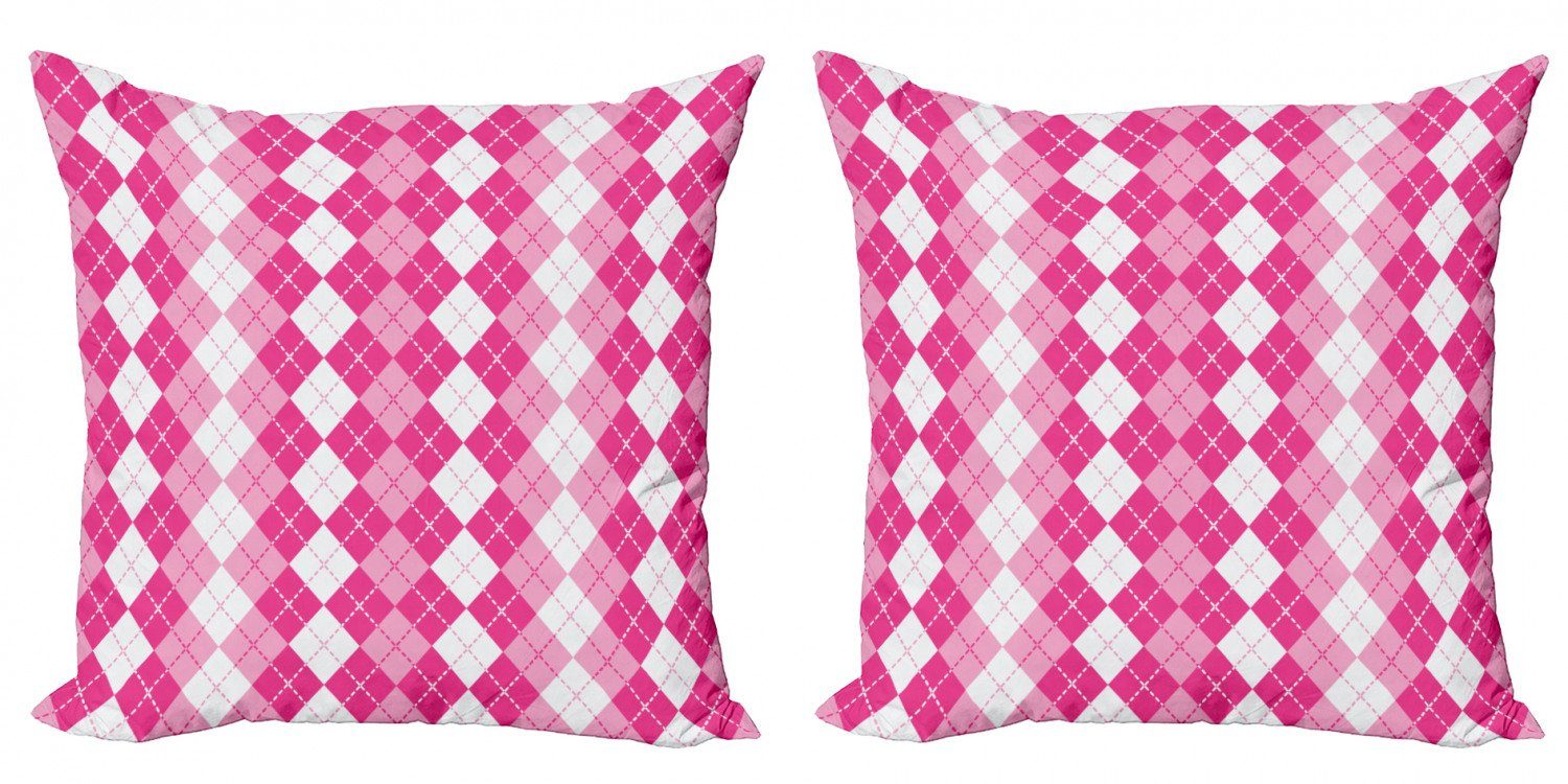 und Argyle Pink Kissenbezüge traditionelle Accent (2 Abakuhaus Modern Digitaldruck, Doppelseitiger Weiß Stück),