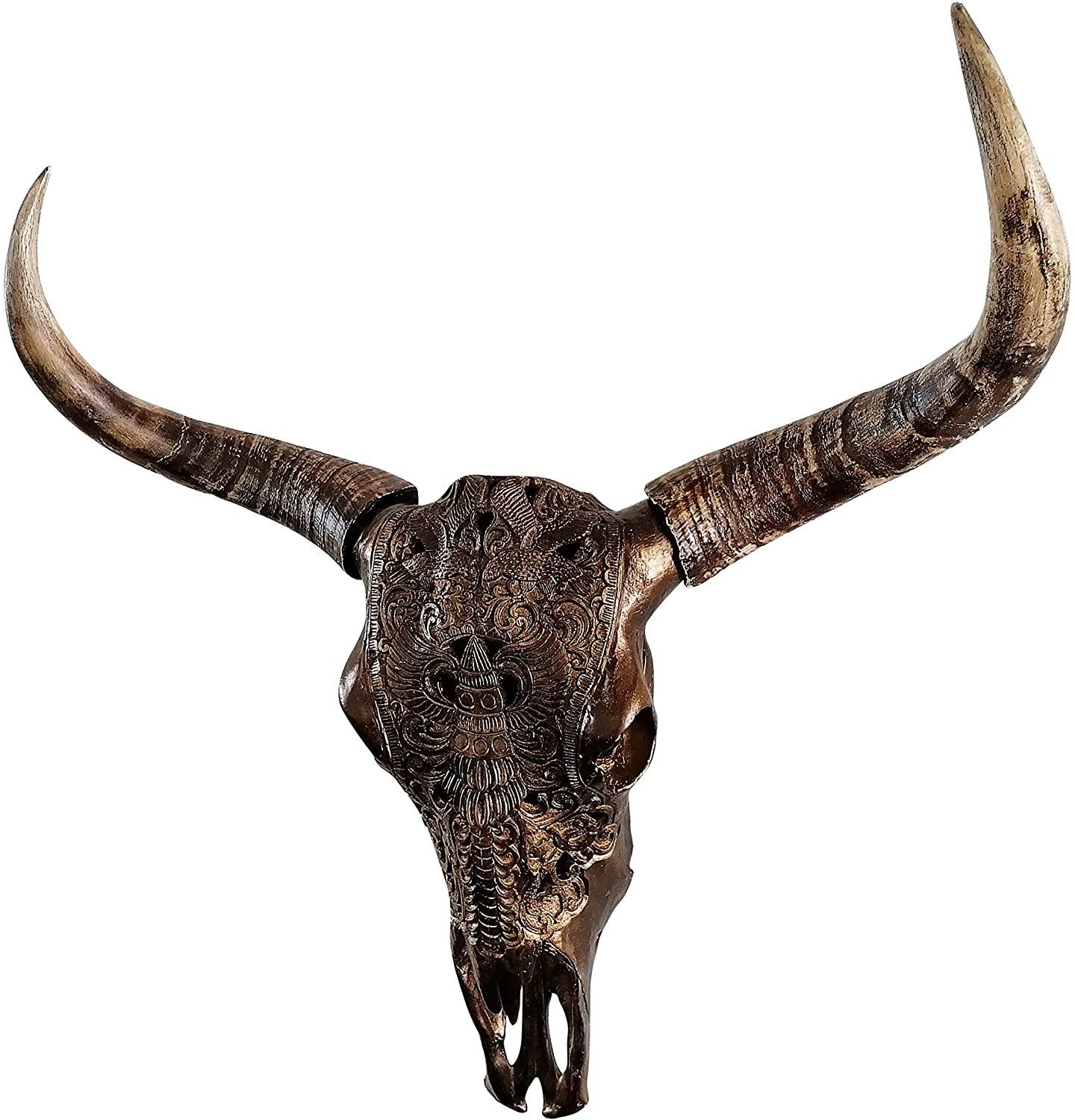 MichaelNoll Wanddekoobjekt Stierkopf Bullenschädel Polyresin Riesig - Wanddeko - Deko - XXL 72 cm