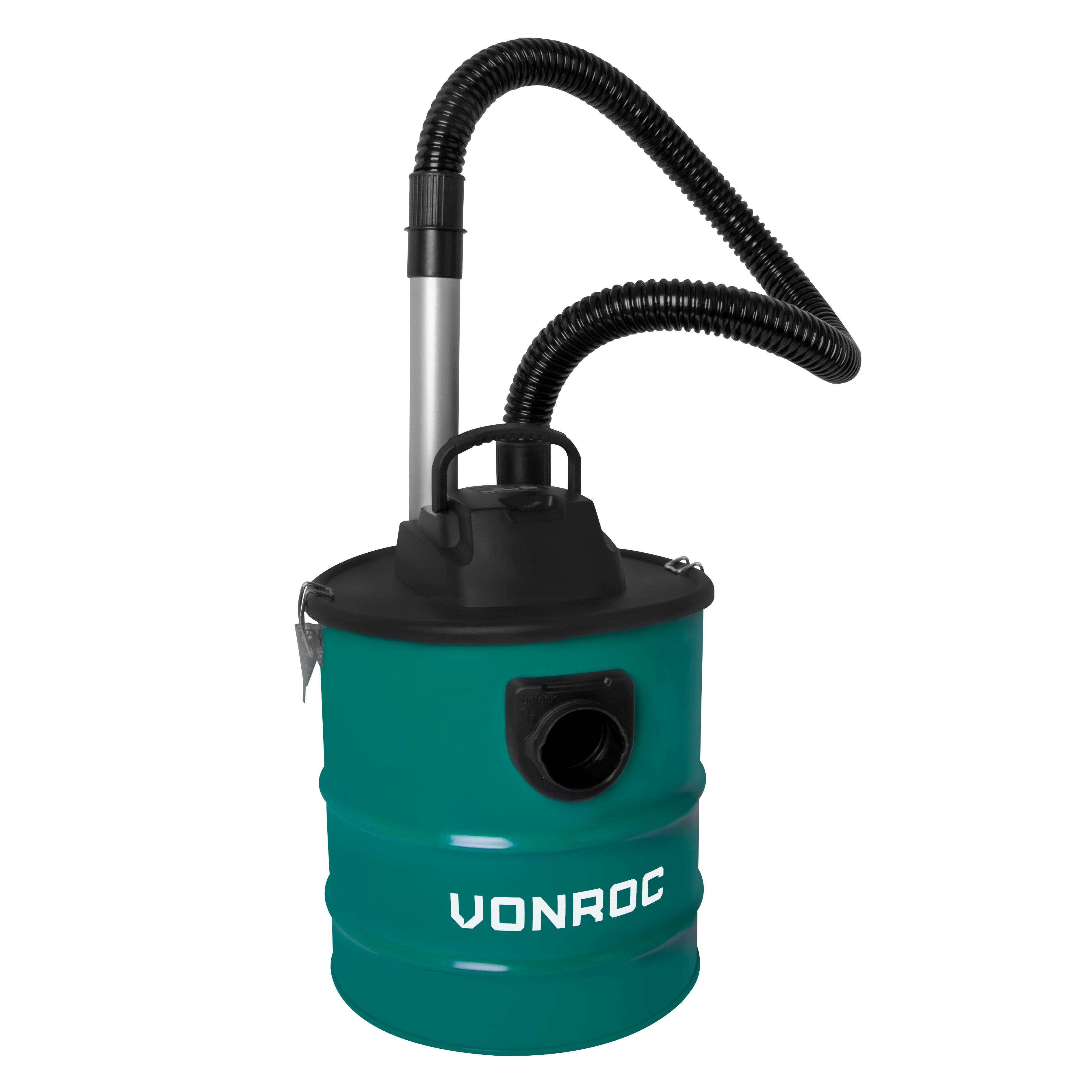 VONROC Aschesauger 1600w mit 20L Behählter und 3m Netzkabel, 1600 W, beutellos
