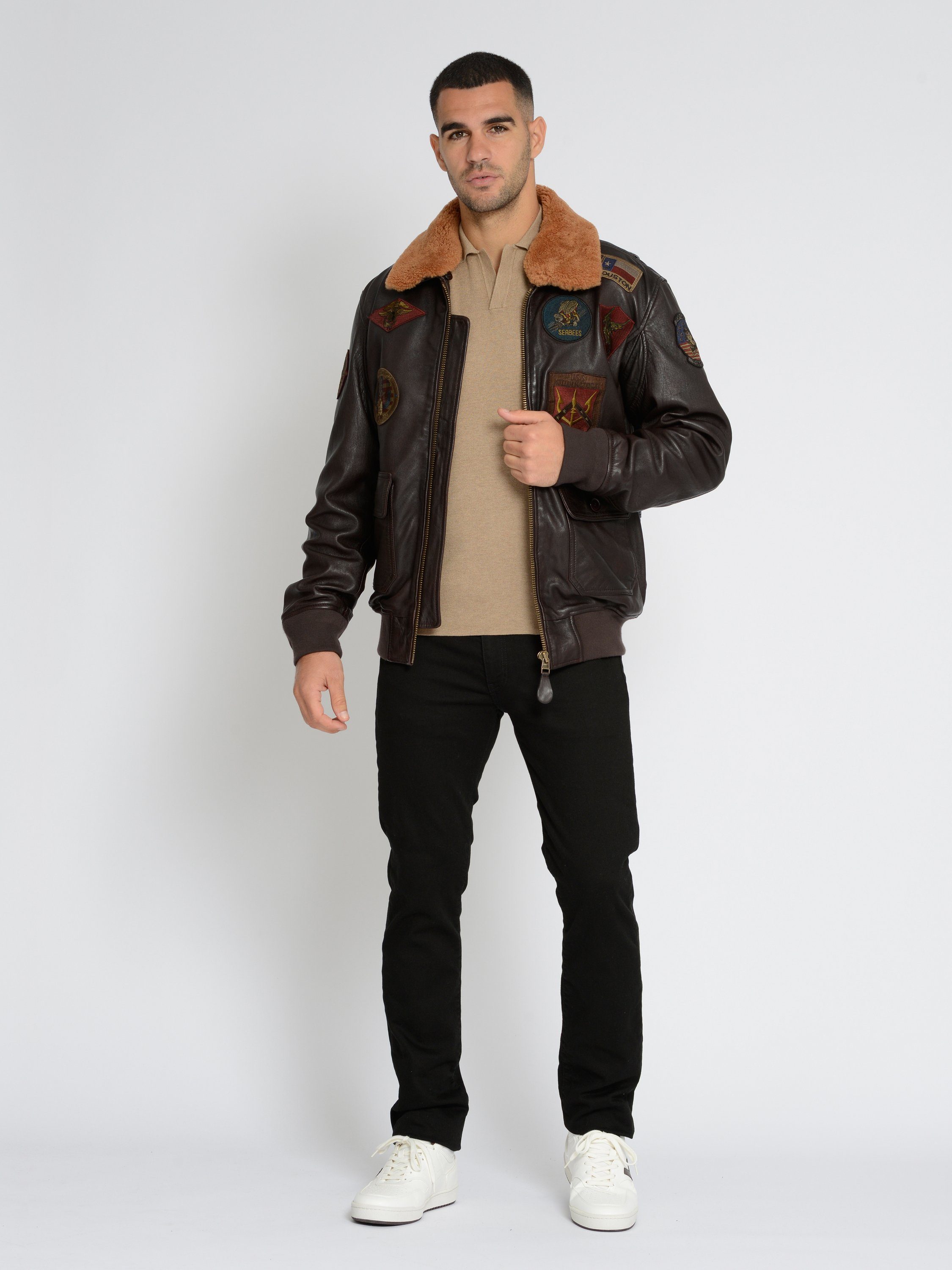 brown GUN TOP Lederjacke